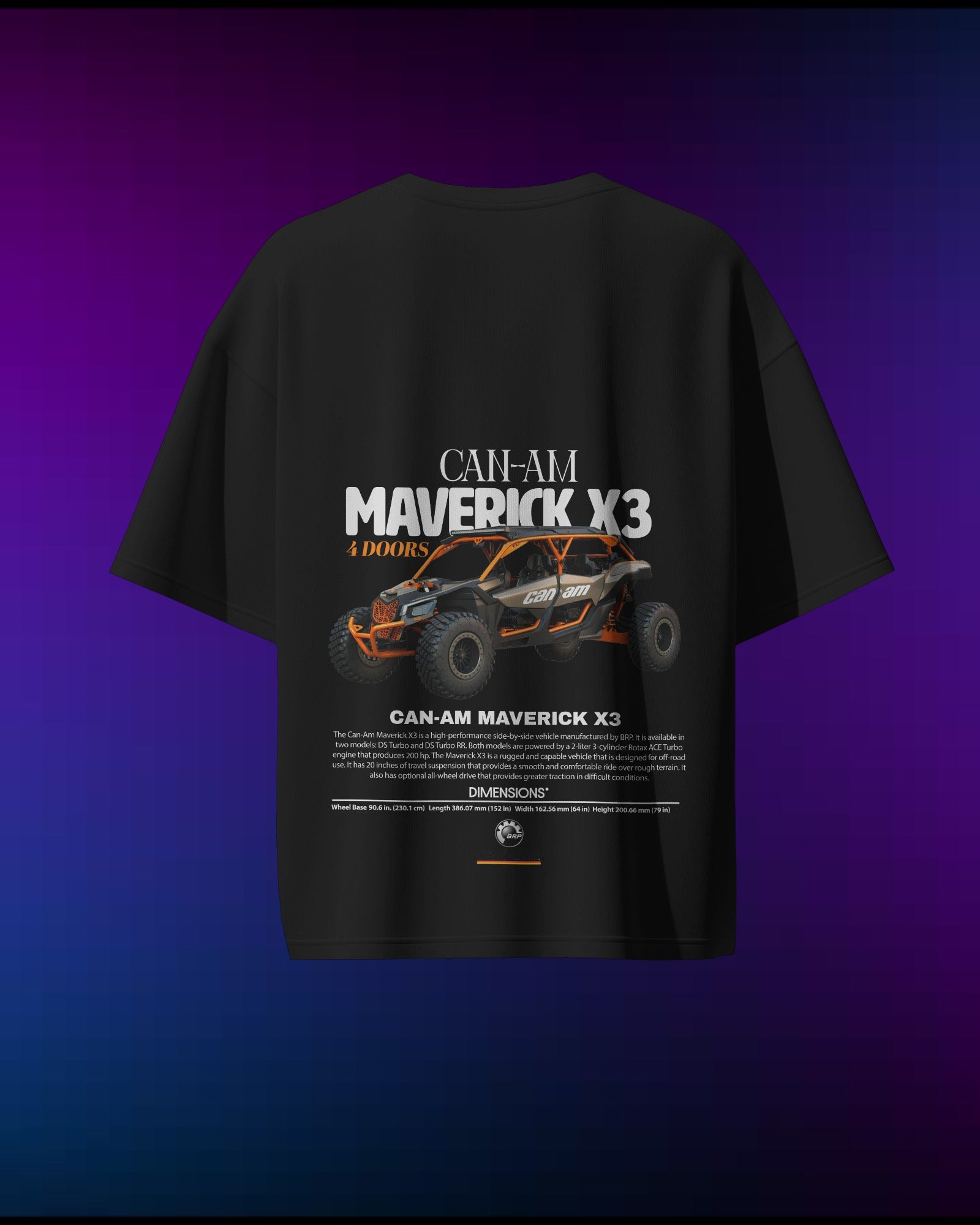 Can-Am Maverick X3 - Pure Cotton by Cruize Wear - Pure Cotton Oversized T-Shirt