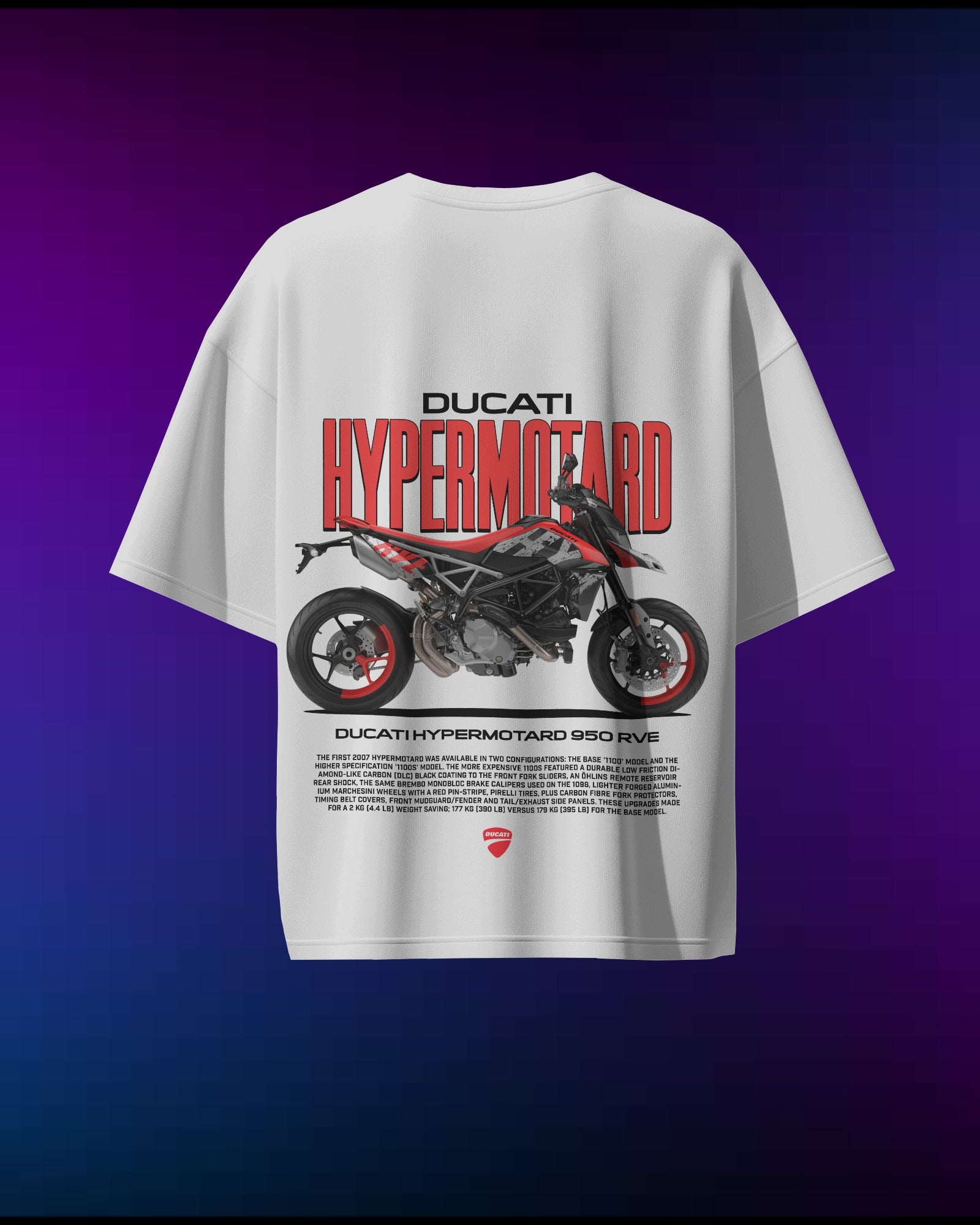Ducati Hypermotard - Pure Cotton by Cruize Wear - Pure Cotton Oversized T-Shirt
