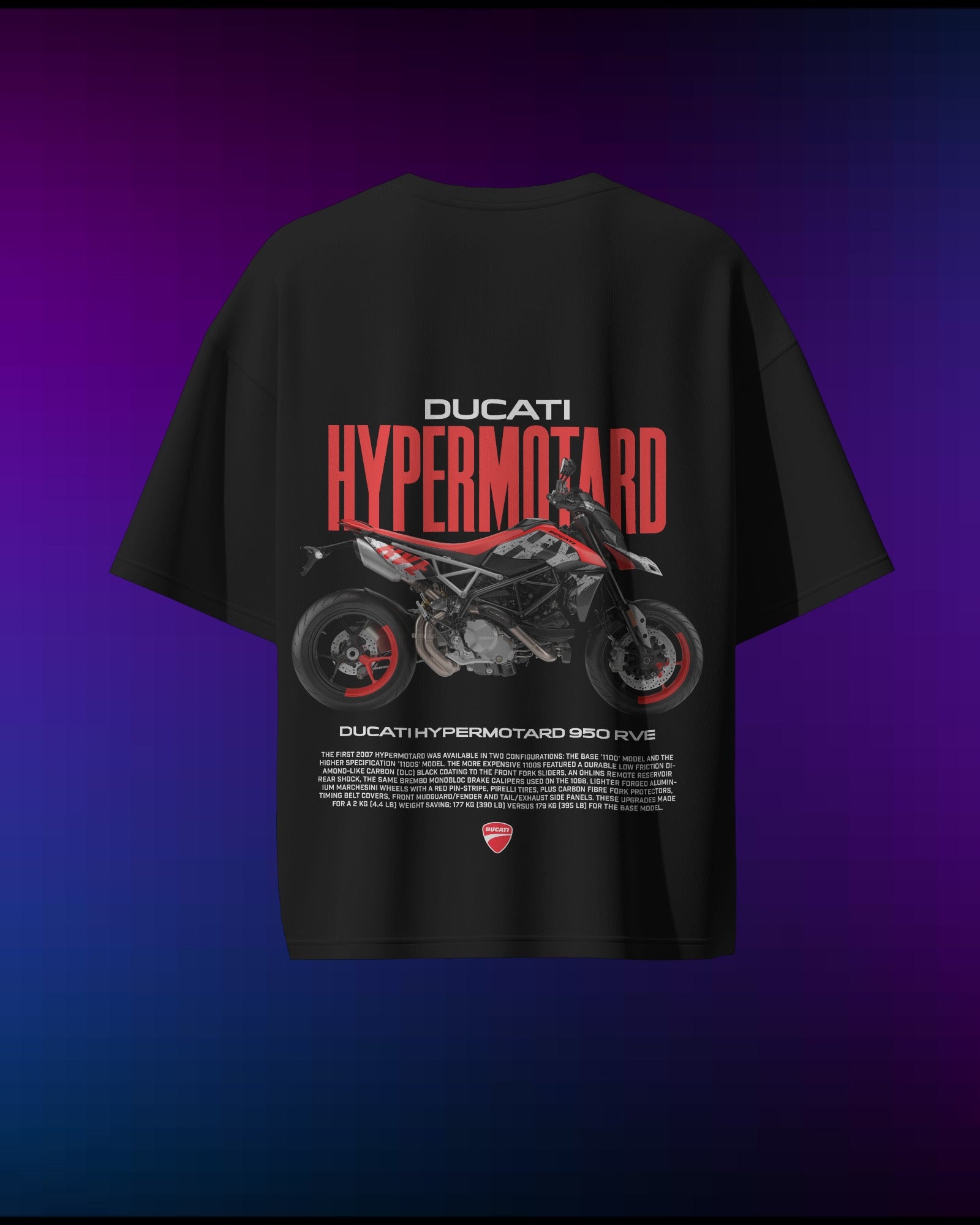Ducati Hypermotard - Pure Cotton by Cruize Wear - Pure Cotton Oversized T-Shirt