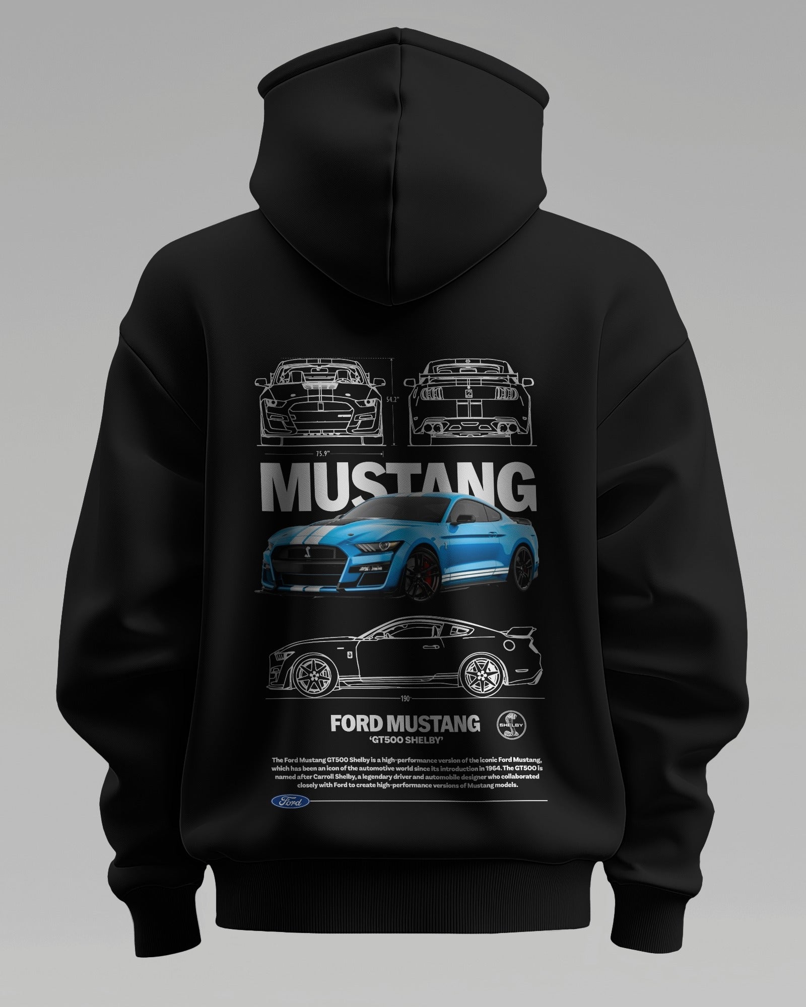 FORD MUSTANG GT500 SHELBY – Premium Oversized Cotton Hoodie by Cruize Wear