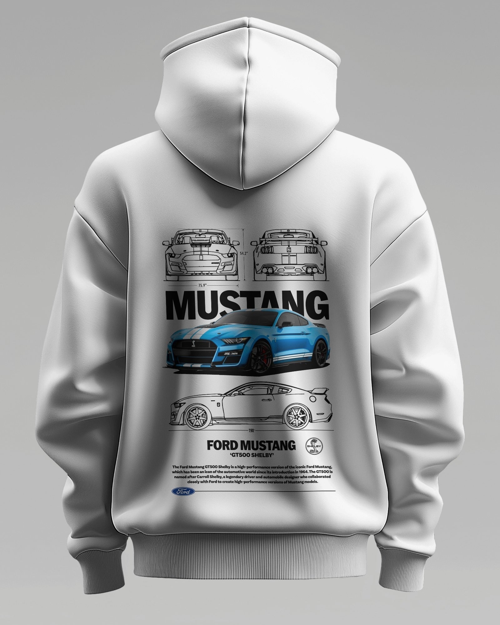 FORD MUSTANG GT500 SHELBY – Premium Oversized Cotton Hoodie by Cruize Wear