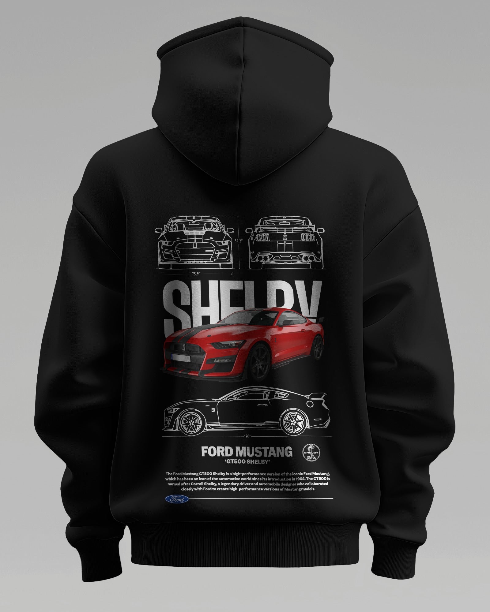 FORD MUSTANG RED SHELBY – Premium Oversized Cotton Hoodie by Cruize Wear