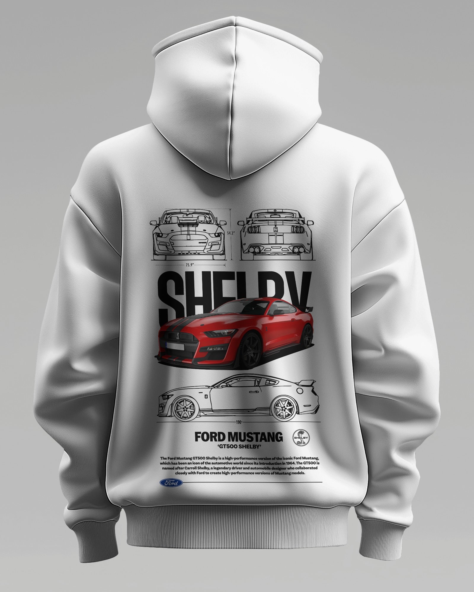 FORD MUSTANG RED SHELBY – Premium Oversized Cotton Hoodie by Cruize Wear