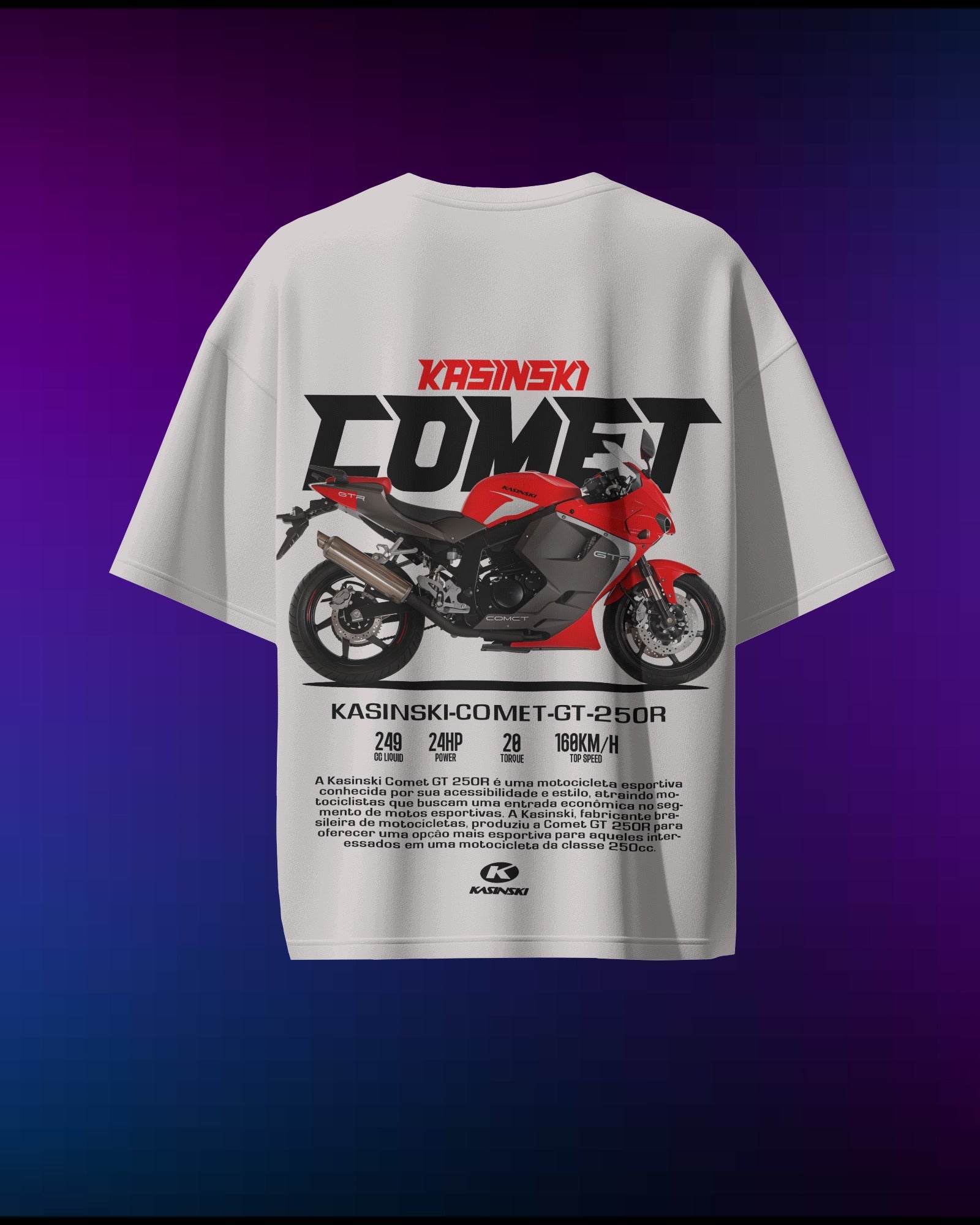 Kasinski - Pure Cotton Bike by Cruize Wear - Pure Cotton Oversized T-Shirt