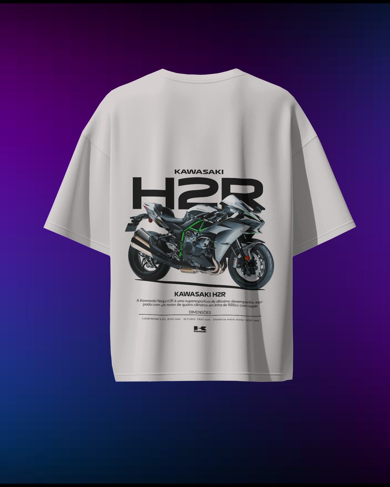 Kawasaki H2R - Pure Cotton Bike by Cruize Wear - Pure Cotton Oversized T-Shirt