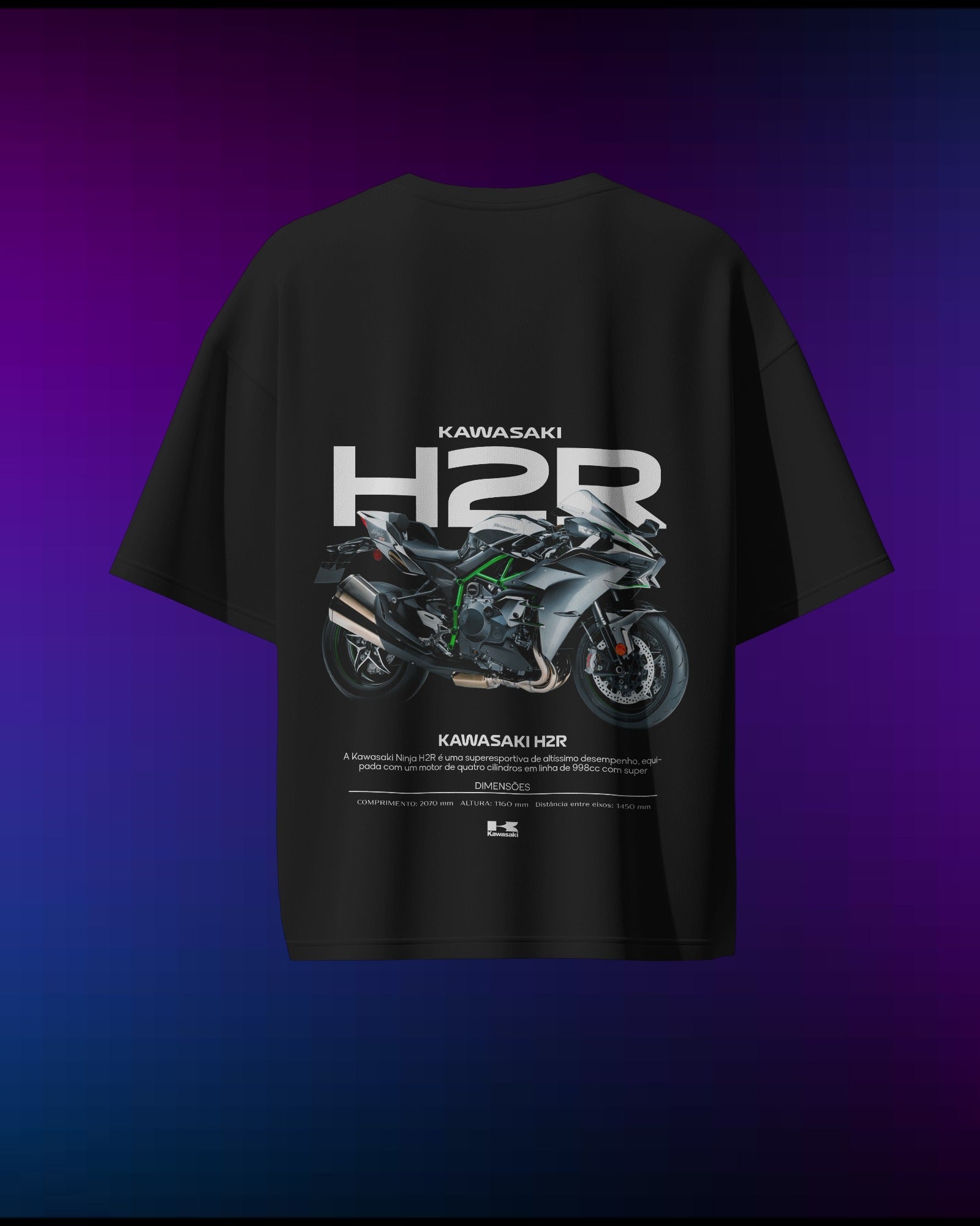 Kawasaki H2R - Pure Cotton Bike by Cruize Wear - Pure Cotton Oversized T-Shirt