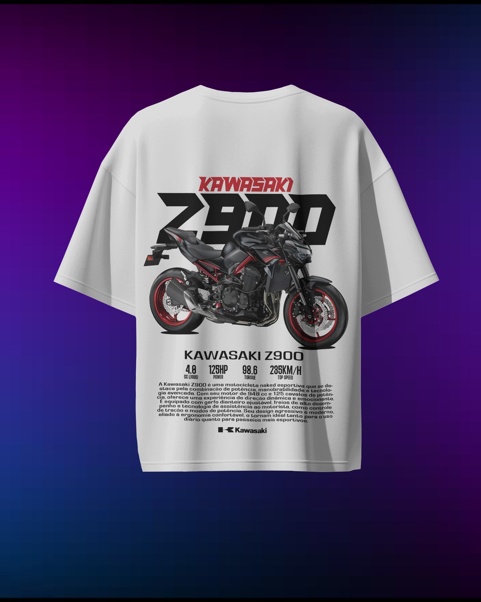 Kawasaki Z900 V2 - Pure Cotton Bike by Cruize Wear - Pure Cotton Oversized T-Shirt
