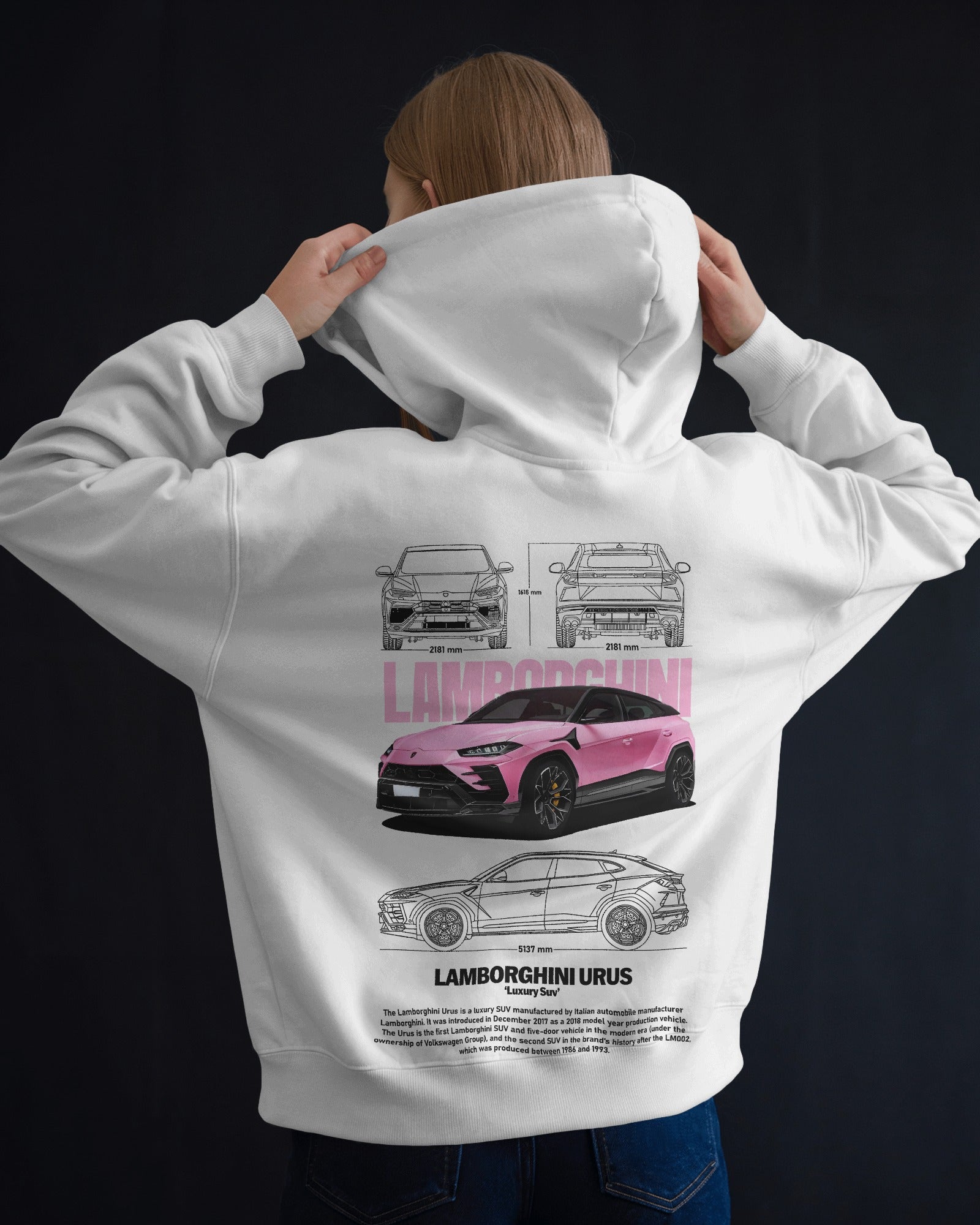 Pink Lamborghini Urus Premium Cotton Hoodie