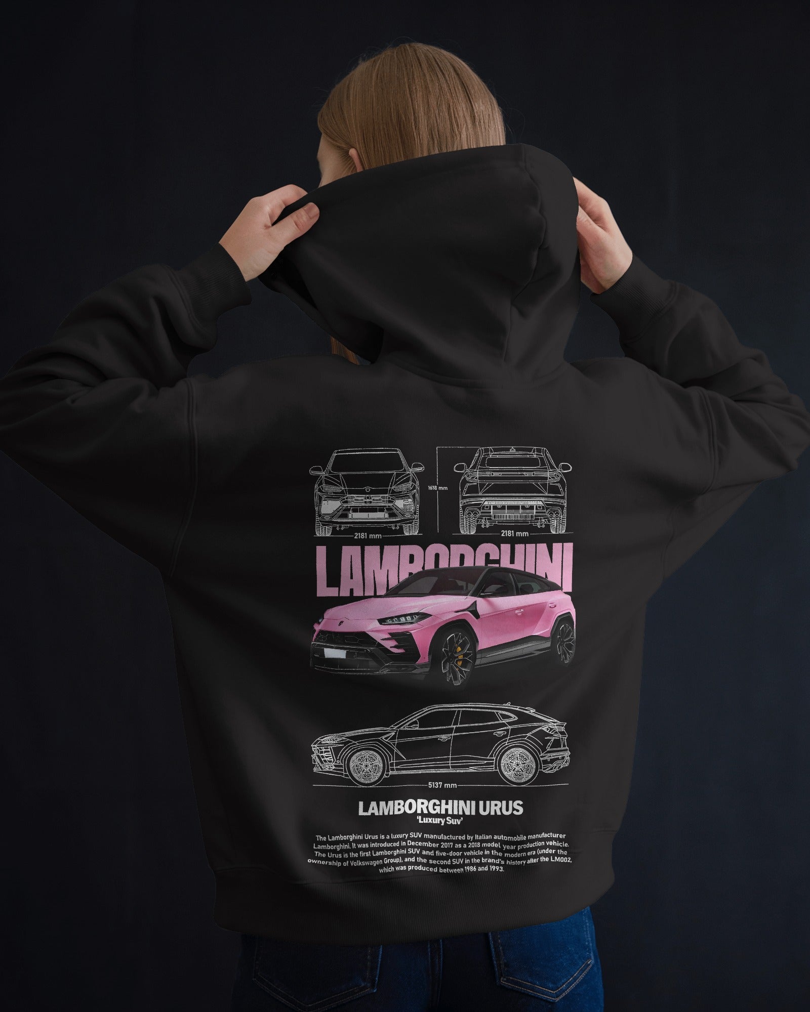 Pink Lamborghini Urus Premium Cotton Hoodie