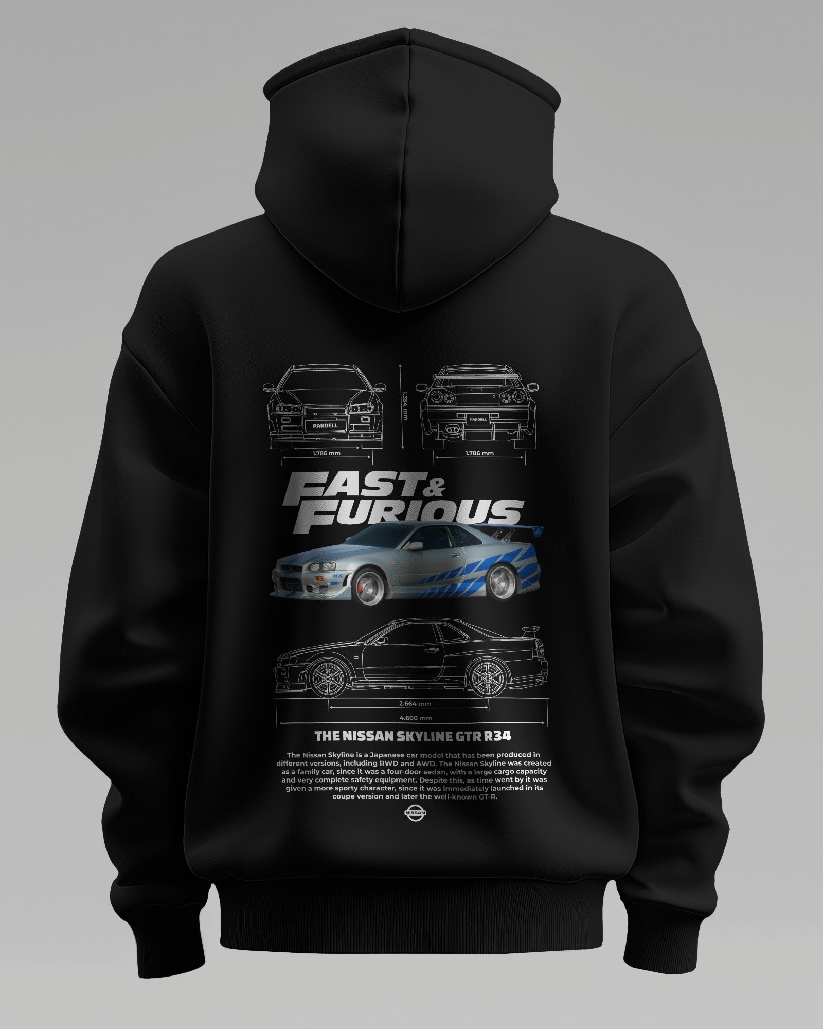 NISSAN SKYLINE R34 FAST AND FURIOUS V2 – Premium Oversized Cotton Hoodie by Cruize Wear