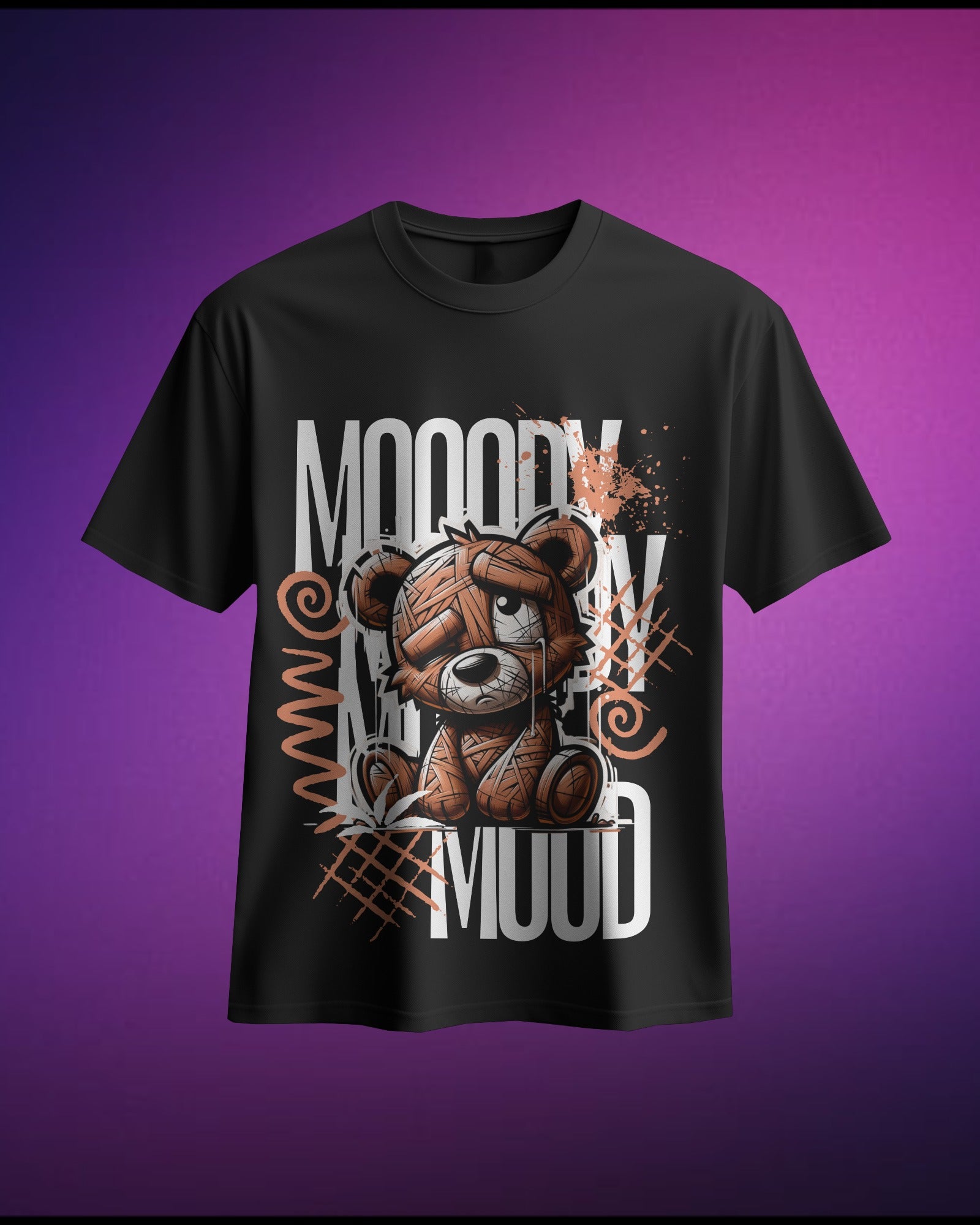 Moody Bunny Mood - Pure Cotton Oversized T-Shirt