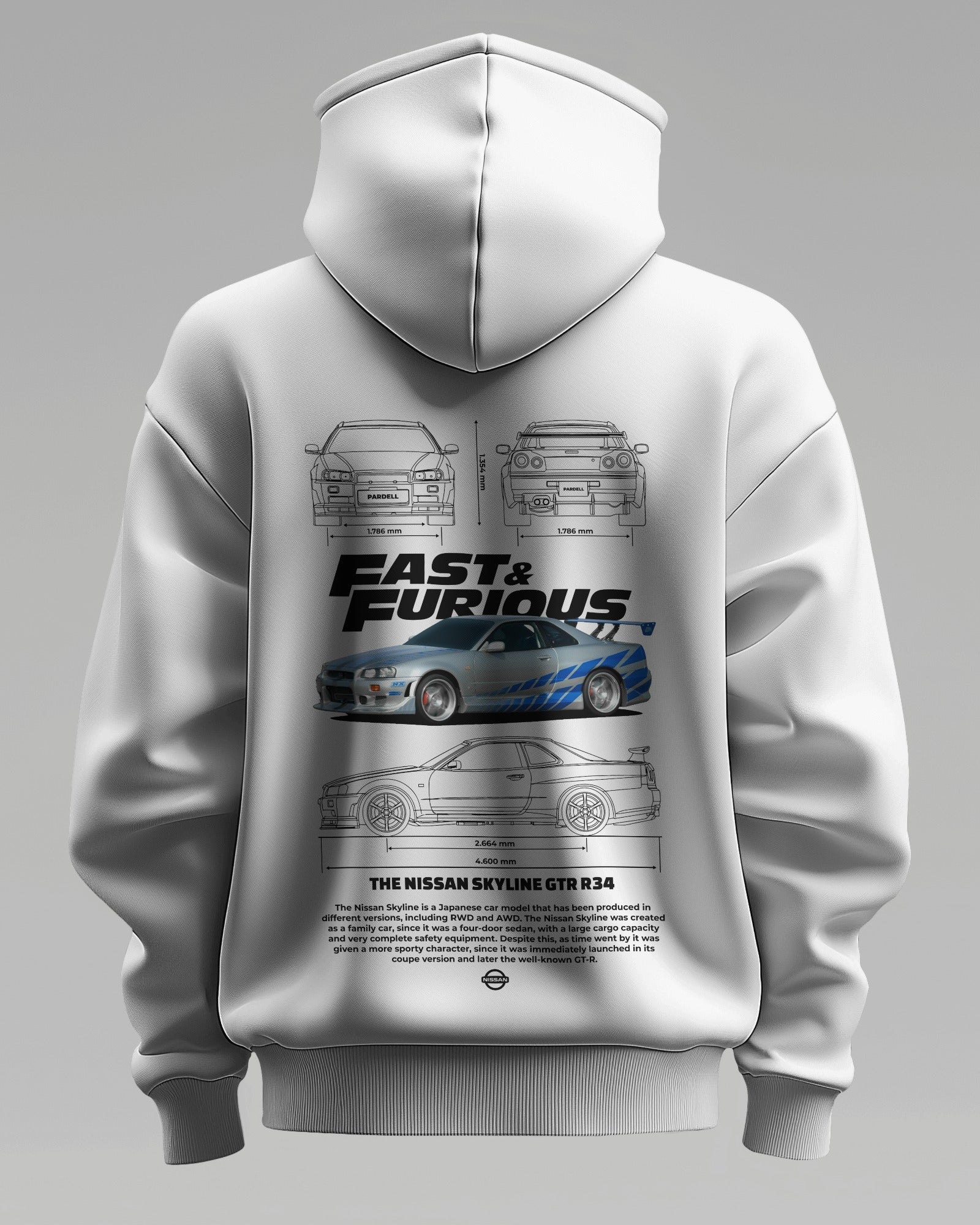 NISSAN SKYLINE R34 FAST AND FURIOUS V2 – Premium Oversized Cotton Hoodie by Cruize Wear