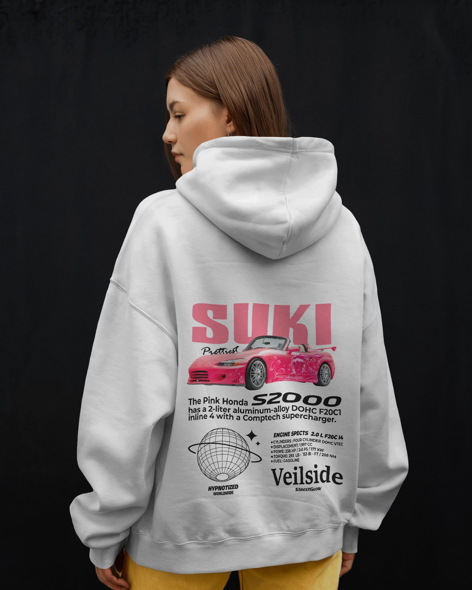 Pink Honda Suki Premium Cotton Hoodie