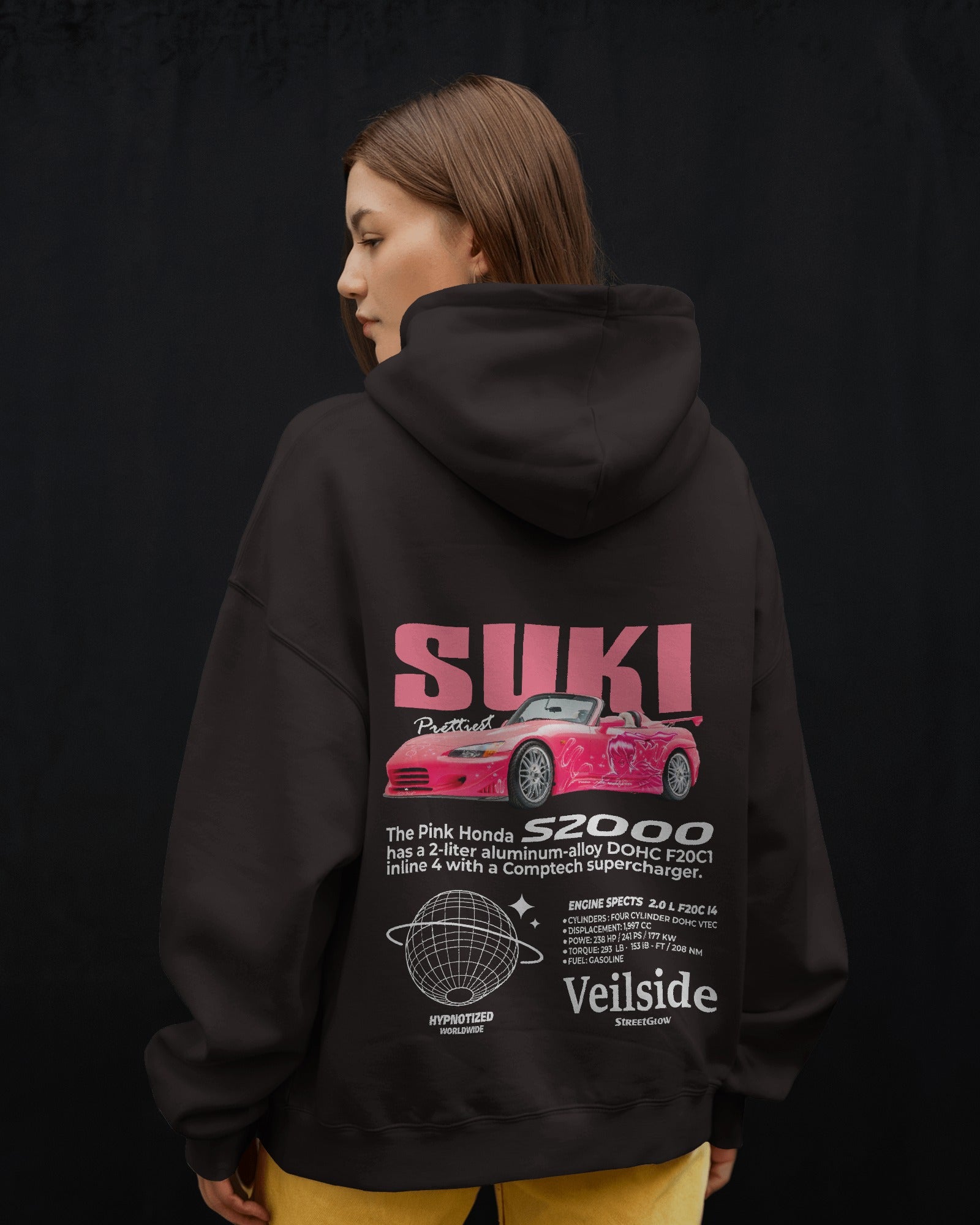 Pink Honda Suki Premium Cotton Hoodie