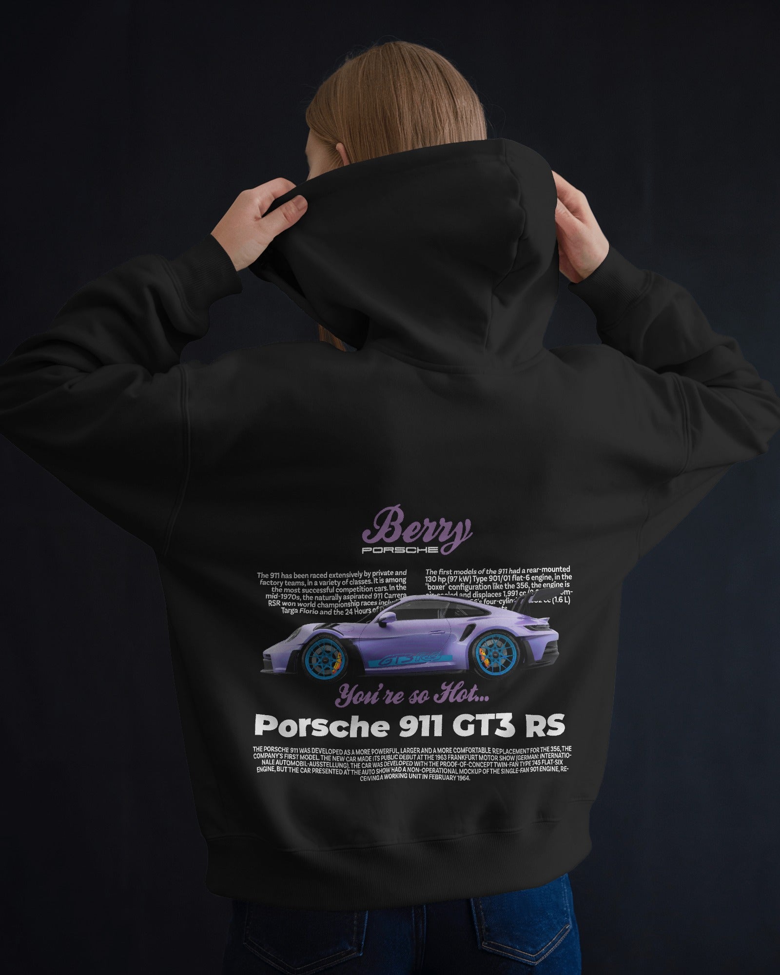 Porsche Berry Purple 911 GT3 RS Premium Cotton Hoodie