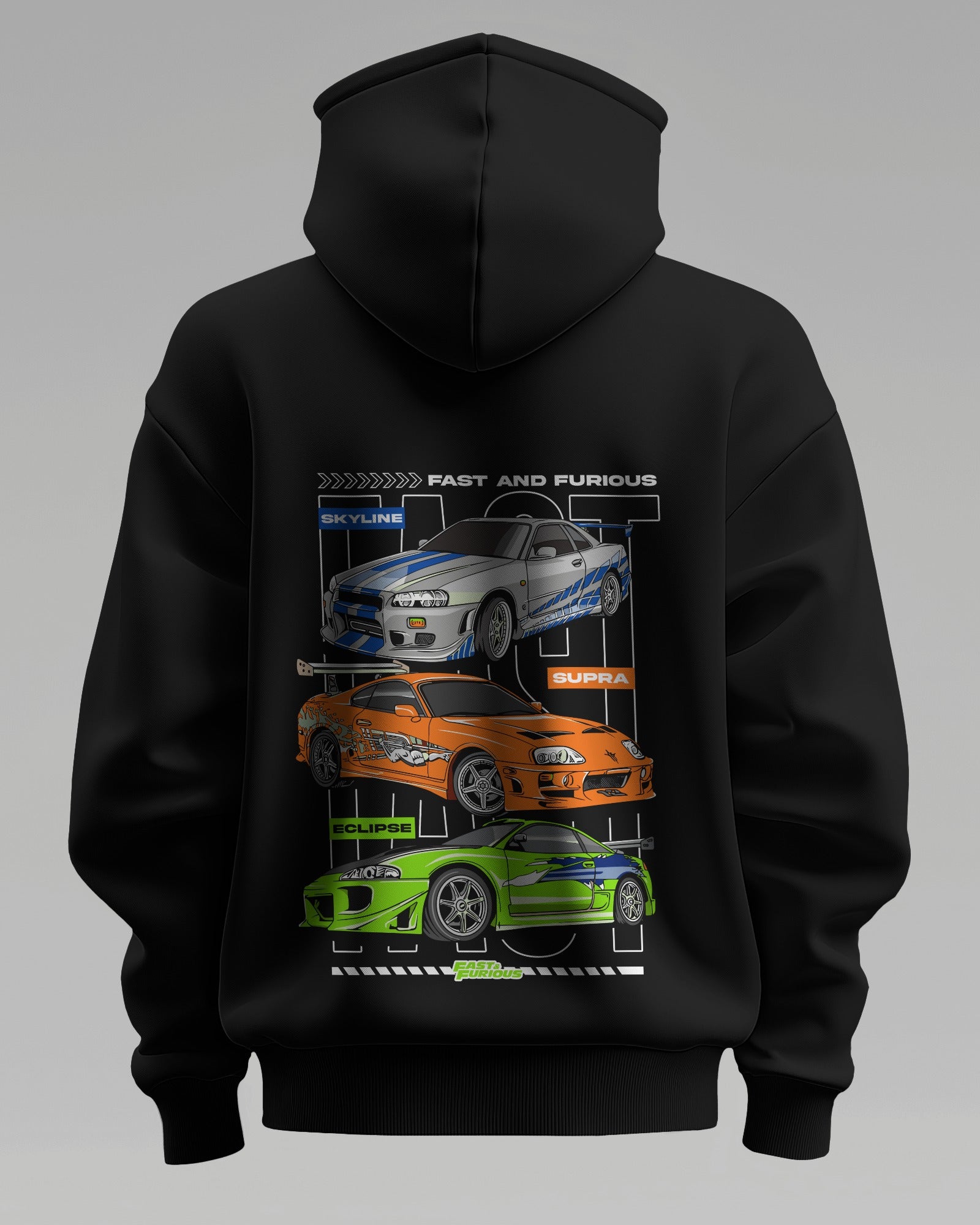 FAST AND FURIOUS X SUPRA ART – Premium Oversized Cotton Hoodie by Cruize Wear