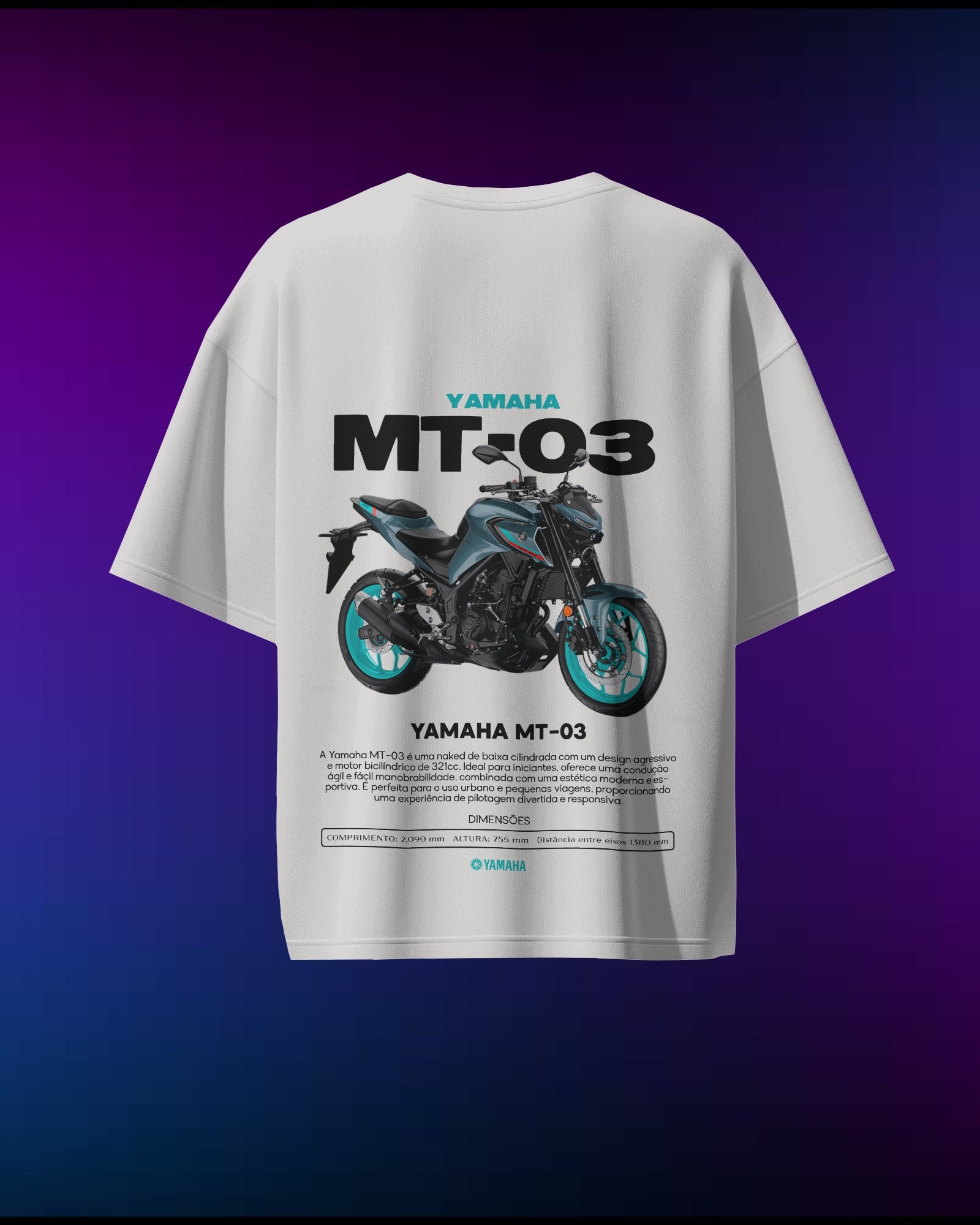 Yamaha MT-03 - Pure Cotton by Cruize Wear - Pure Cotton Oversized T-Shirt
