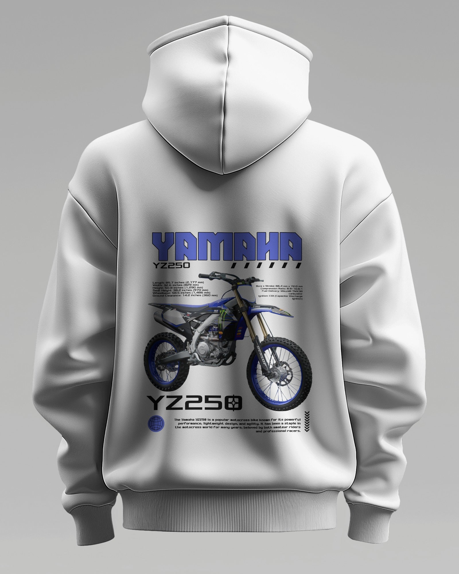 Yamaha YZ250 Blue – Premium Oversized Cotton Bike Hoodie by Cruize Wear