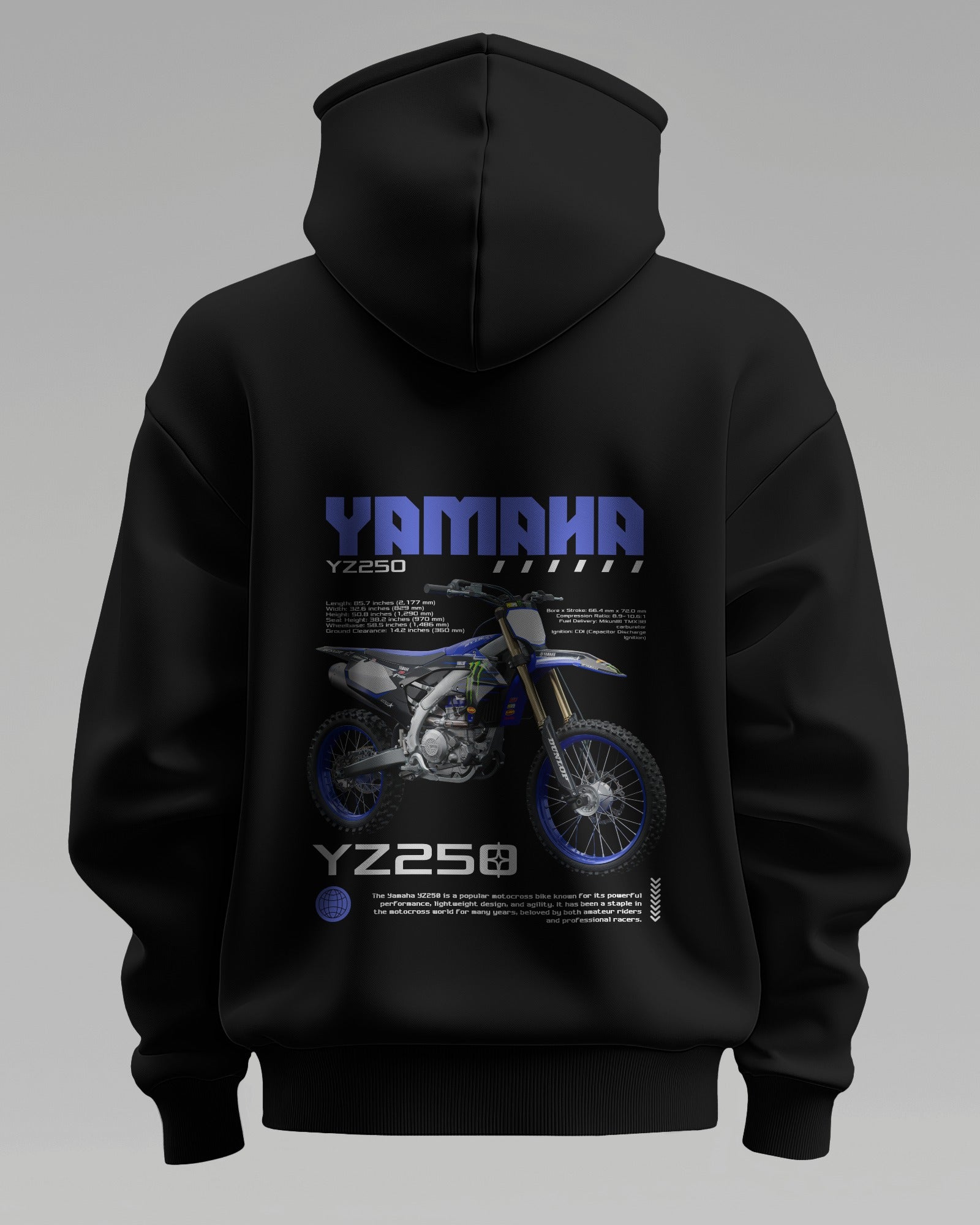 Yamaha YZ250 Blue – Premium Oversized Cotton Bike Hoodie by Cruize Wear