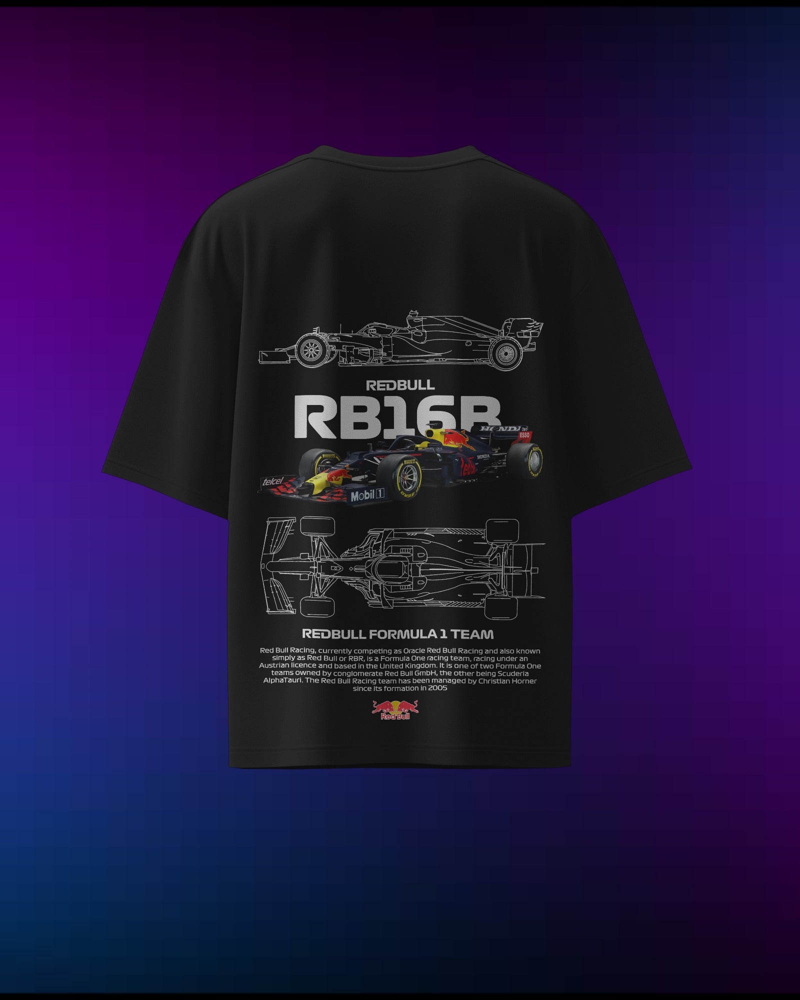 Red Bull Pattern T Red Bull 16B T-Shirt F1 Oversized 240GSM Premium Cotton T-Shirt ...