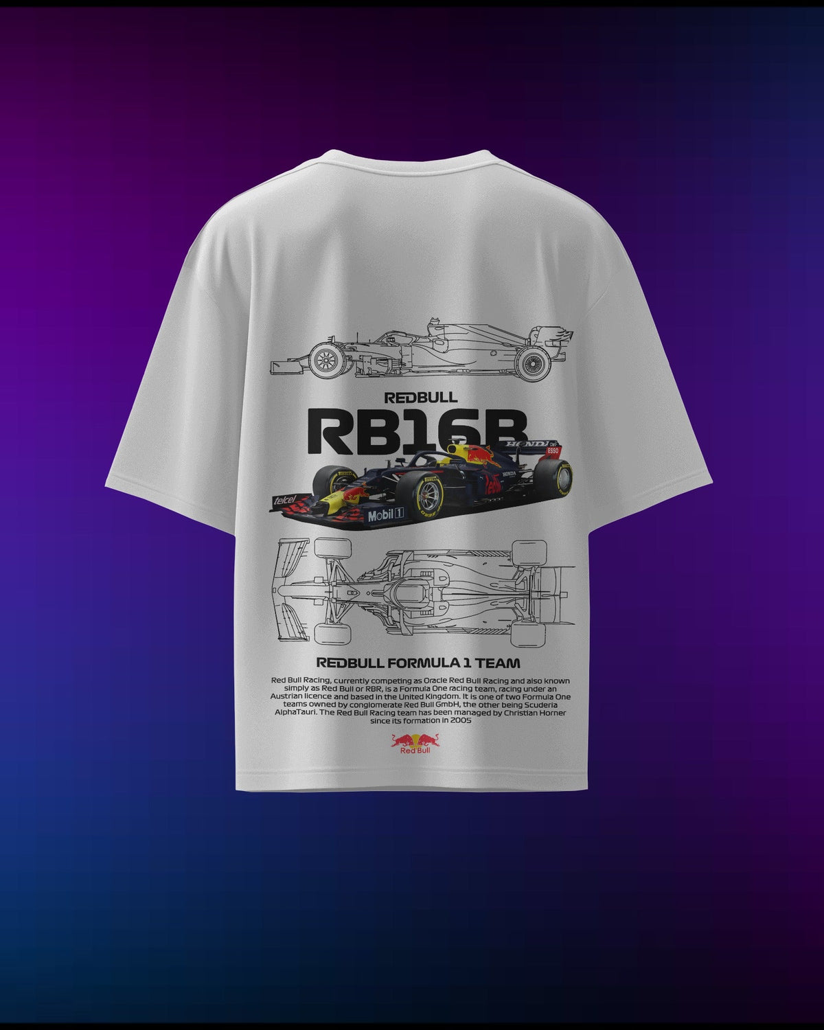 Red Bull Pattern T Red Bull 16B T-Shirt F1 Oversized 240GSM Premium Cotton T-Shirt ...