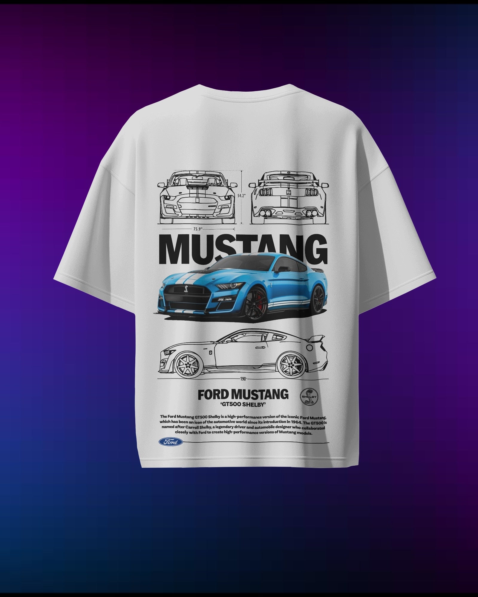 Blue Mustang GT 500 Shelby T-Shirt