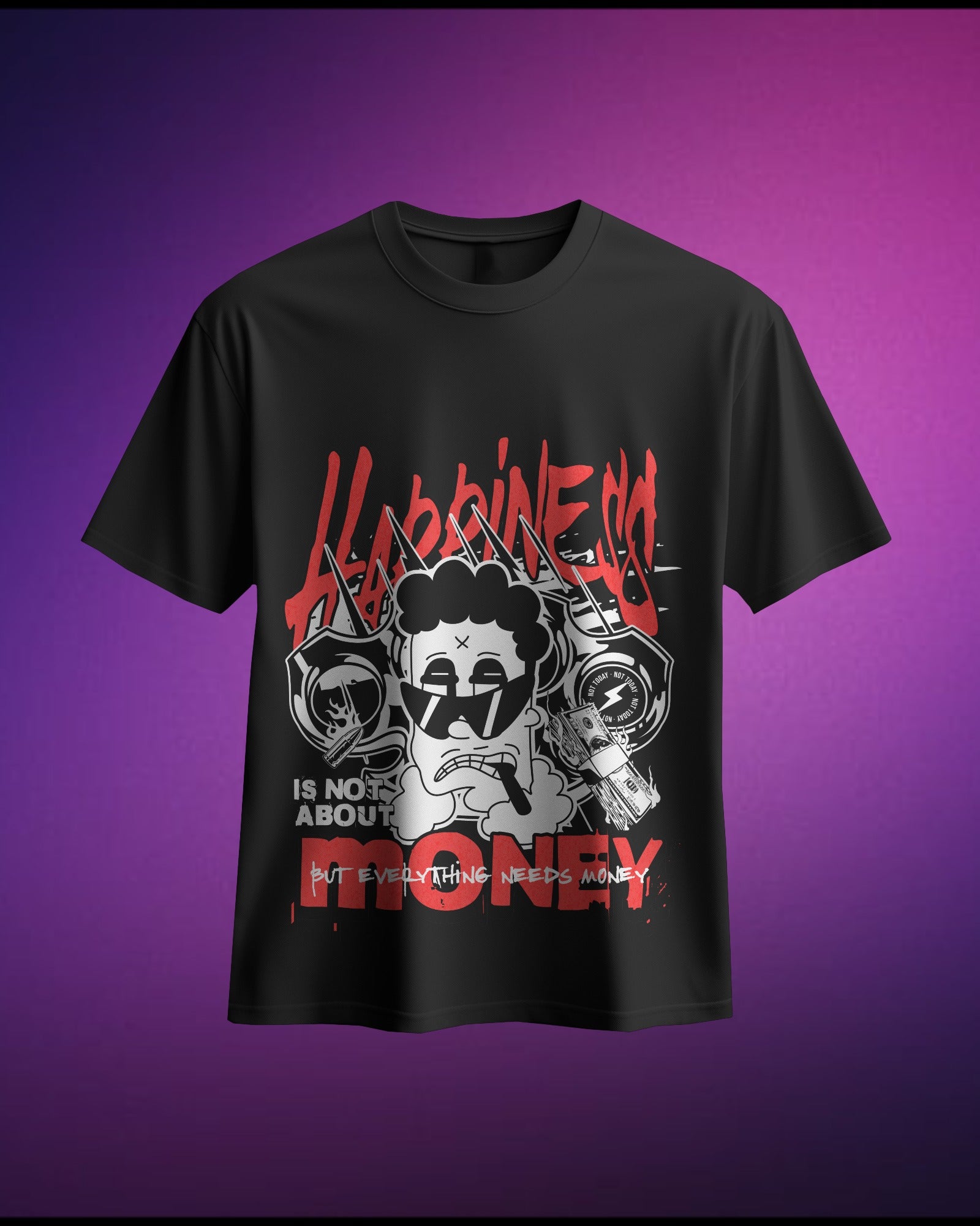 Happiness & Money - Pure Cotton Oversized T-Shirt