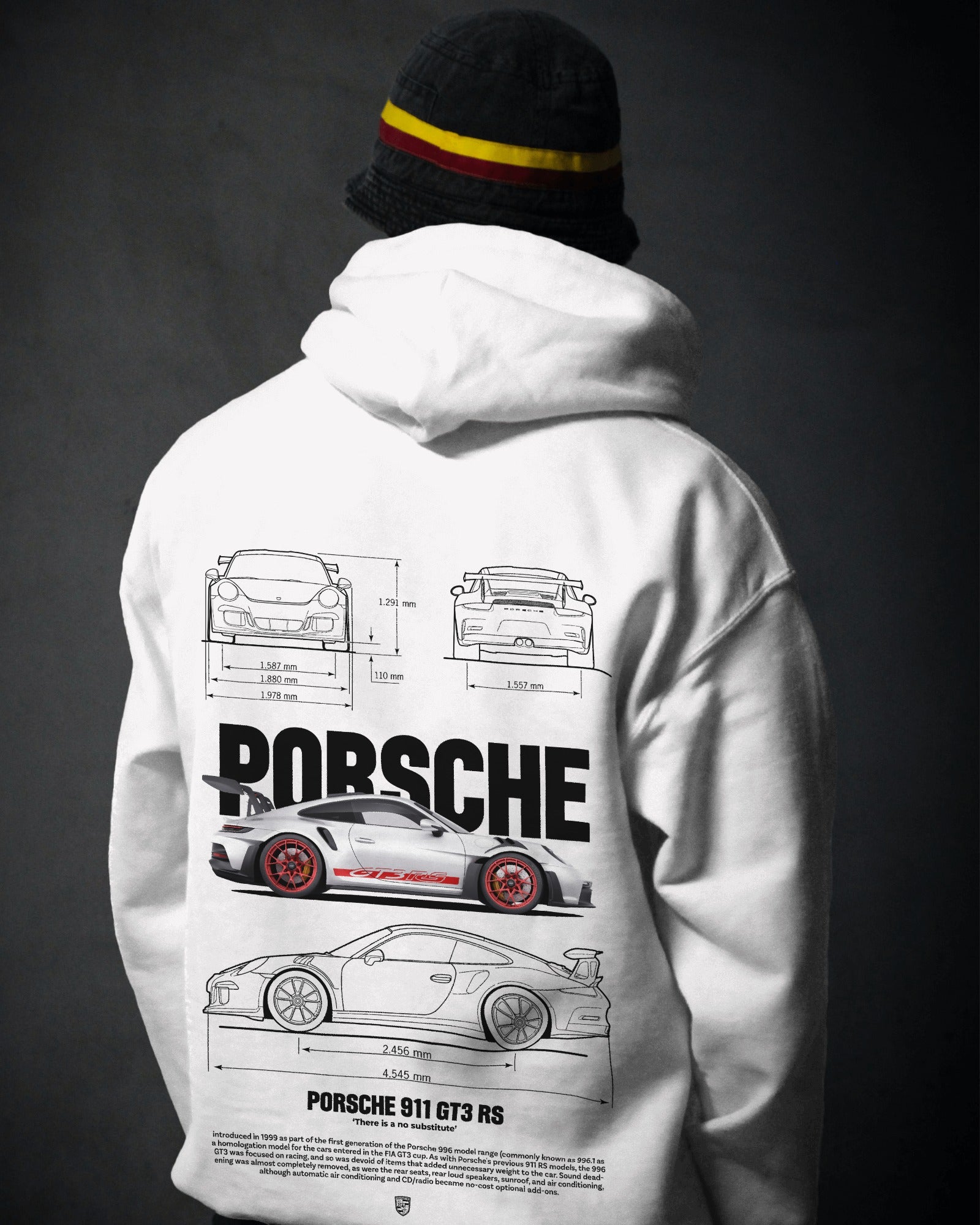 Gray Porsche 911 GT3 Premium Cotton Hoodie