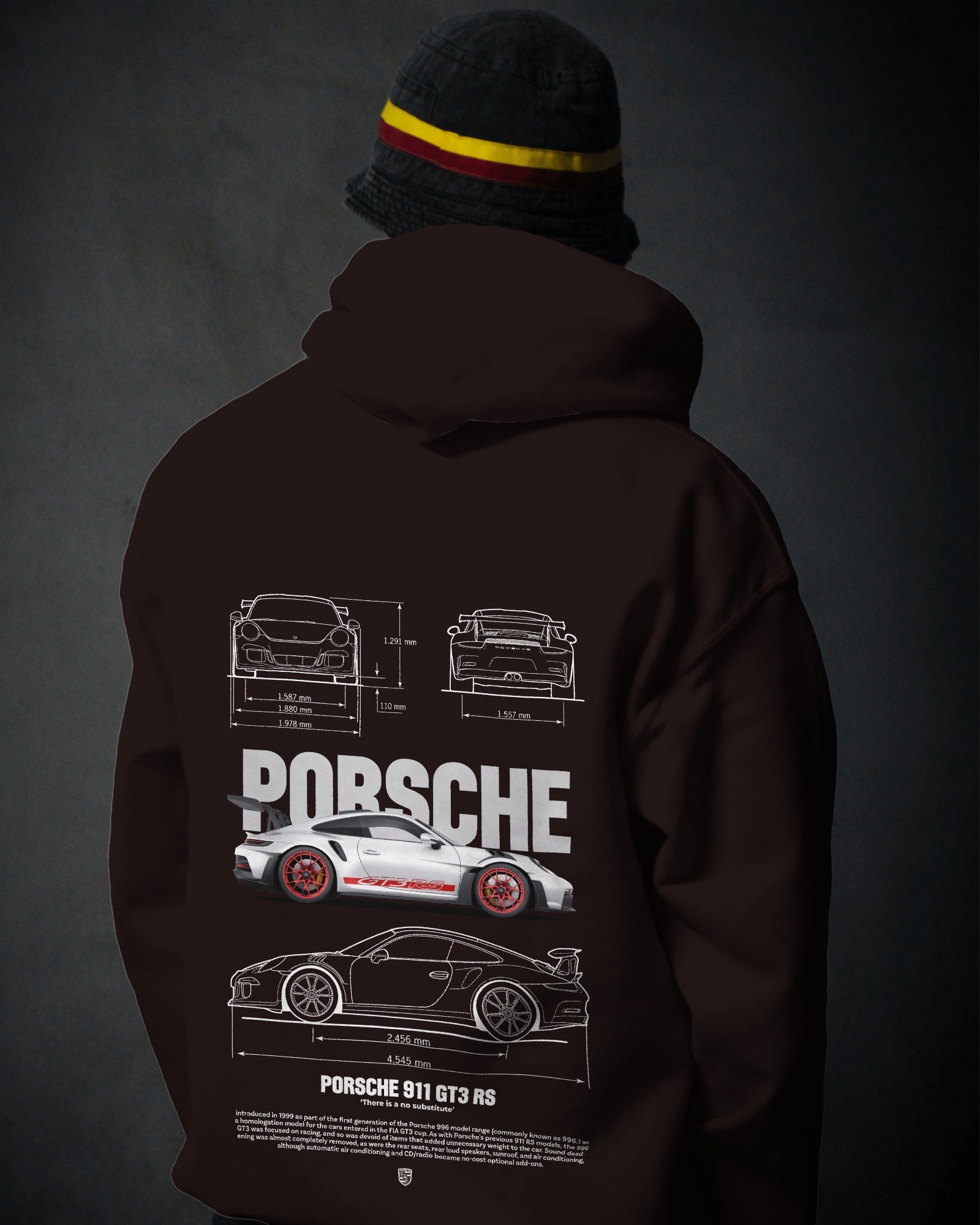 Gray Porsche 911 GT3 Premium Cotton Hoodie