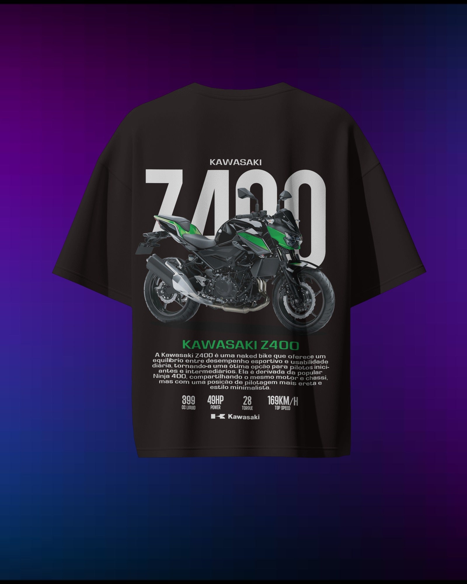 Kawasaki Z400 - Pure Cotton Bike by Cruize Wear - Pure Cotton Oversized T-Shirt