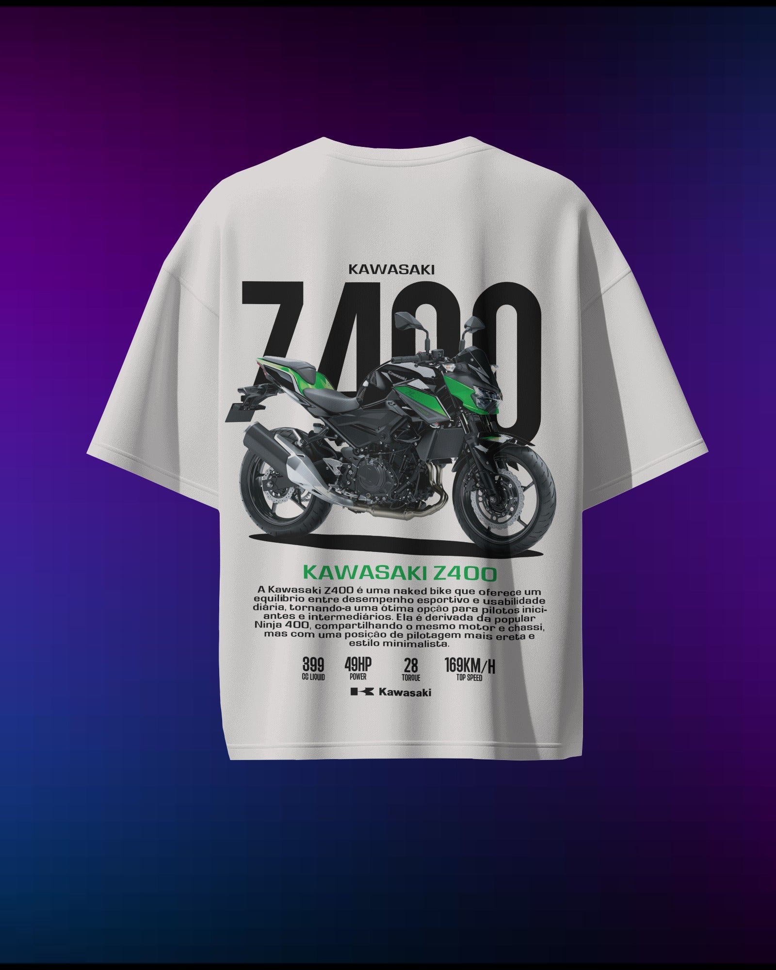 Kawasaki Z400 - Pure Cotton Bike by Cruize Wear - Pure Cotton Oversized T-Shirt