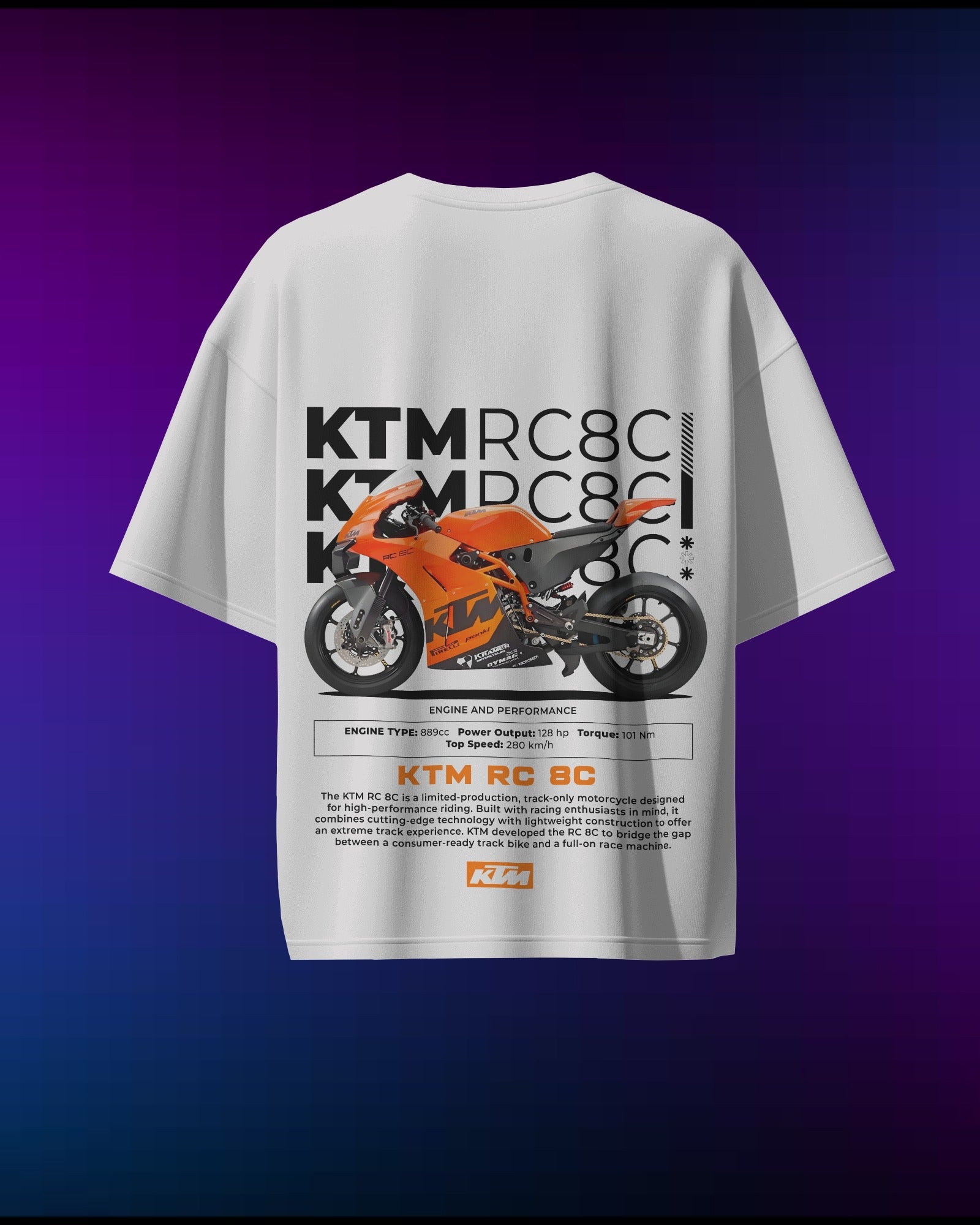 KTM RC8C - Pure Cotton Bike by Cruize Wear - Pure Cotton Oversized T-Shirt