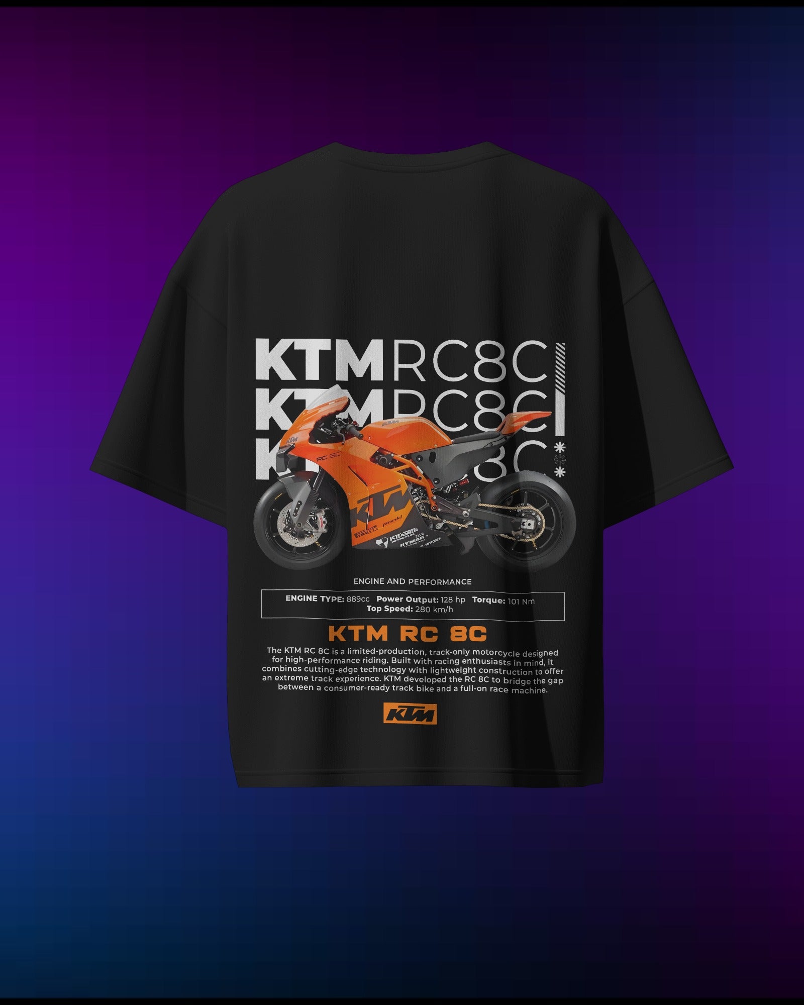 KTM RC8C - Pure Cotton Bike by Cruize Wear - Pure Cotton Oversized T-Shirt