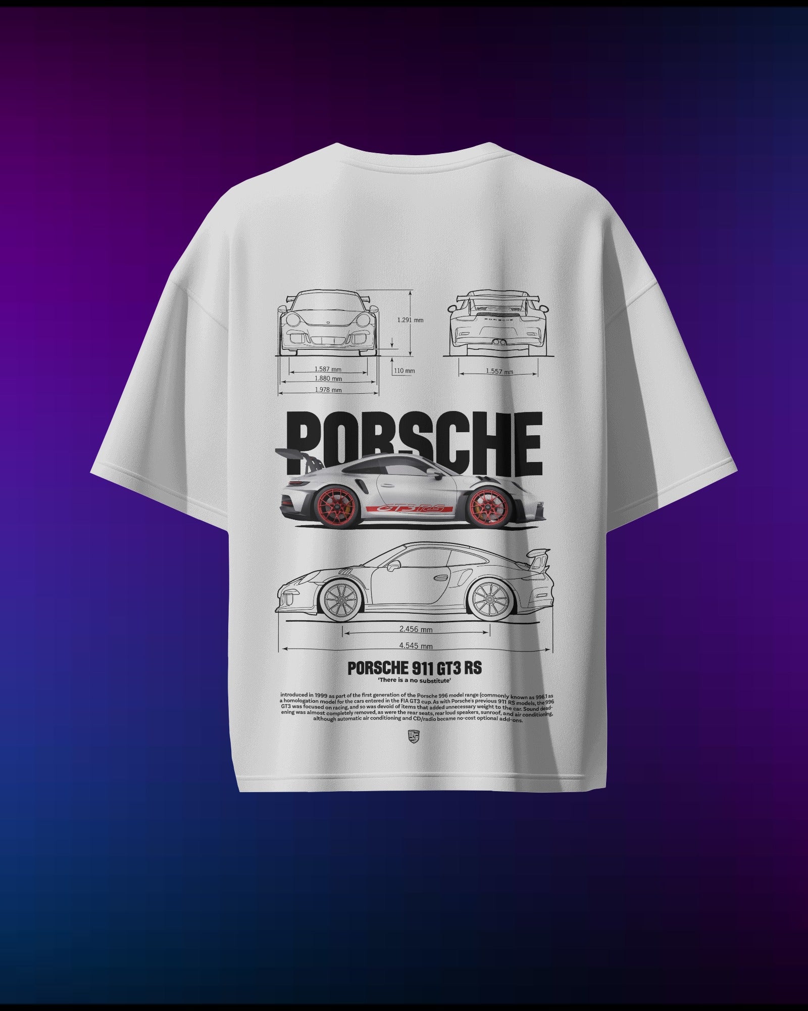 Porsche GT3 RS T-Shirt - Pure Cotton Oversized T-Shirt