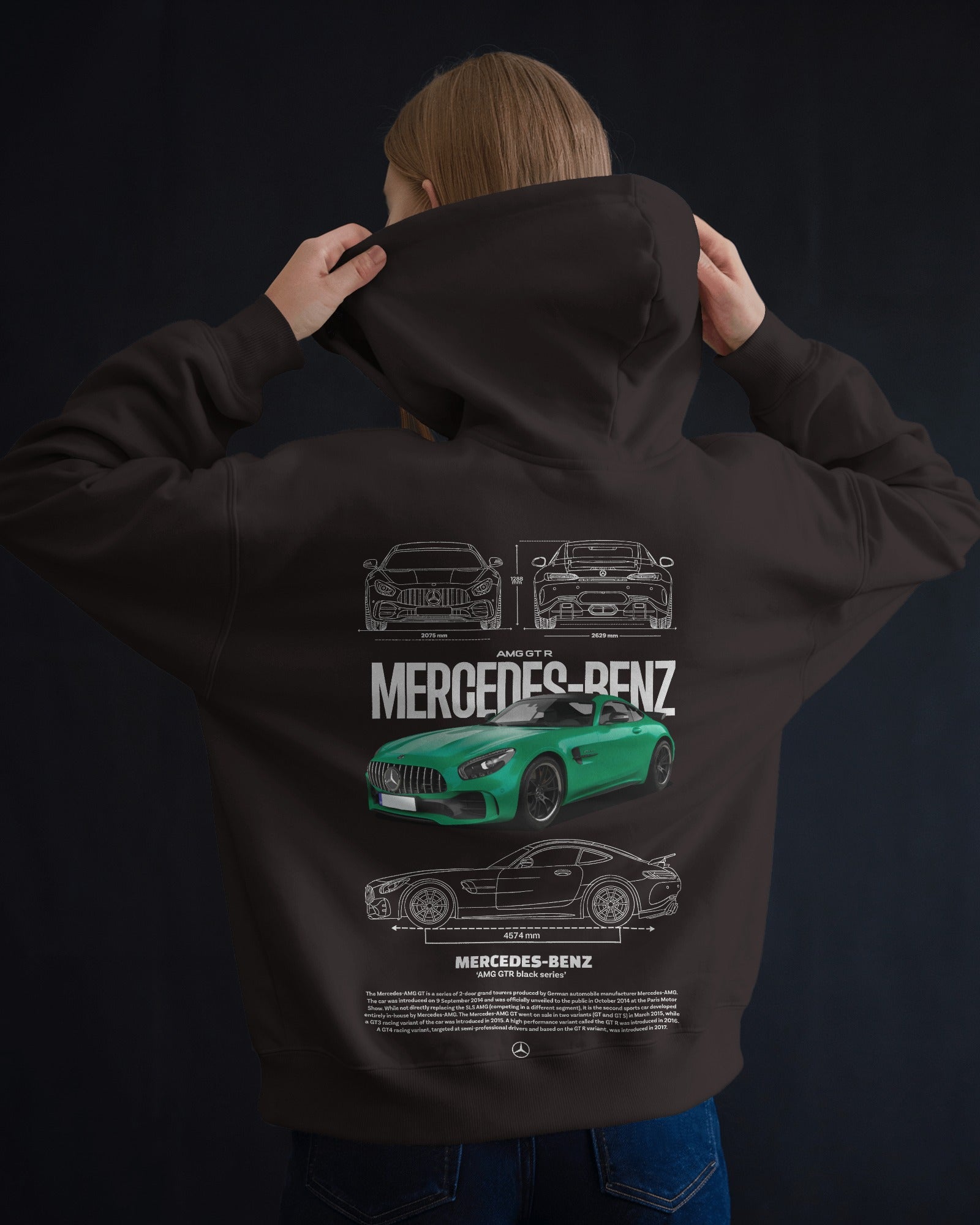 Green Mercedes-Benz AMG GTR Premium Cotton Hoodie