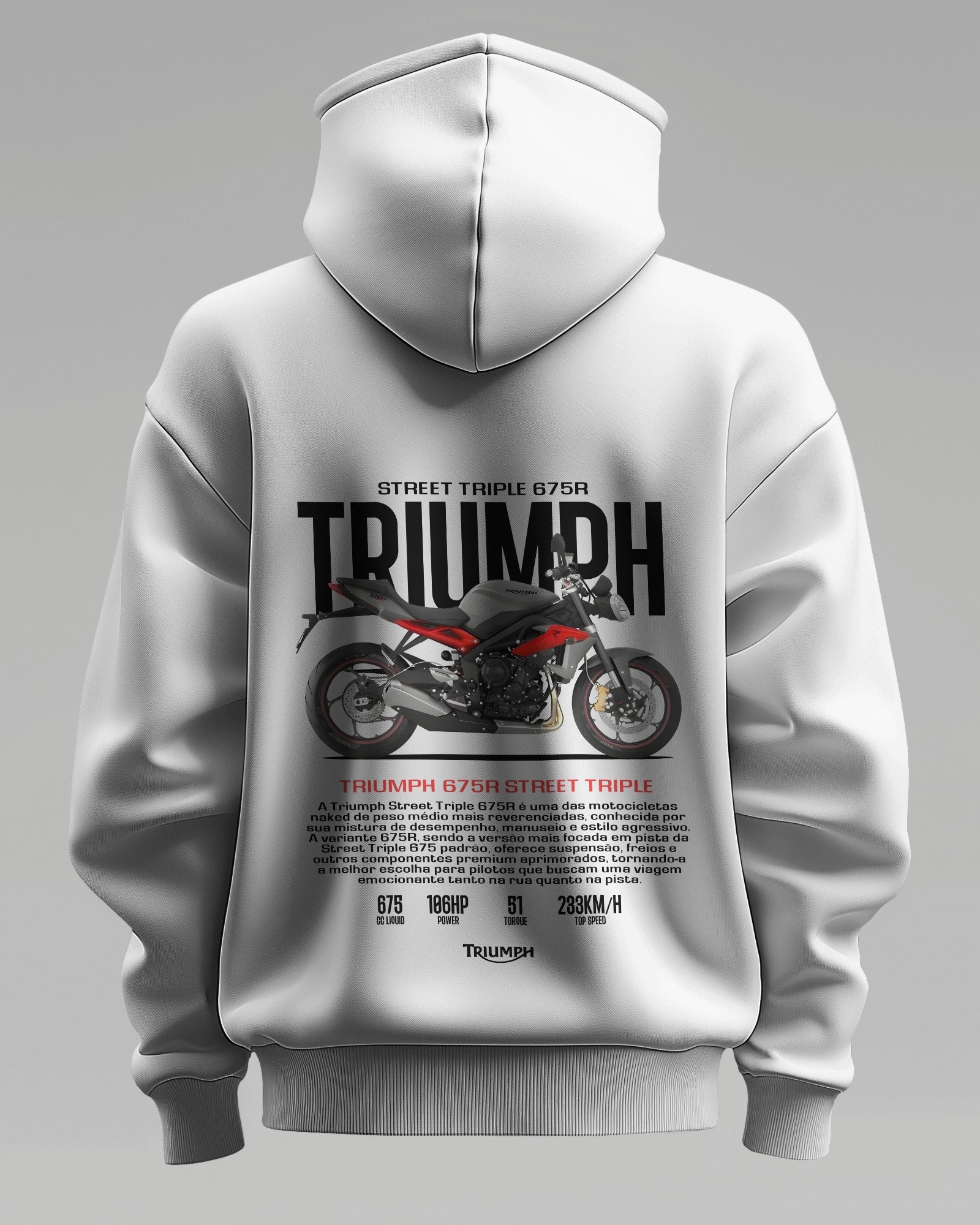 Triumph 675R – Premium Oversized Cotton Bike Hoodie by Cruize Wear