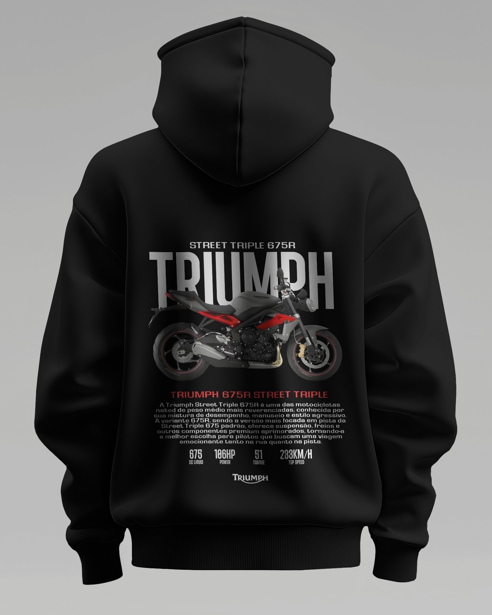 Triumph 675R – Premium Oversized Cotton Bike Hoodie by Cruize Wear