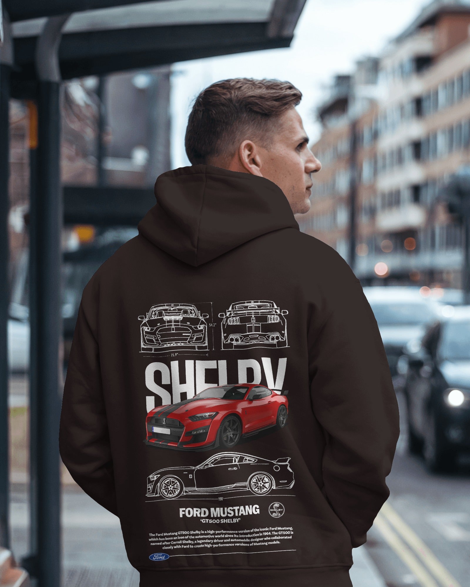 Ford Mustang Shelby Red Premium Cotton Hoodie