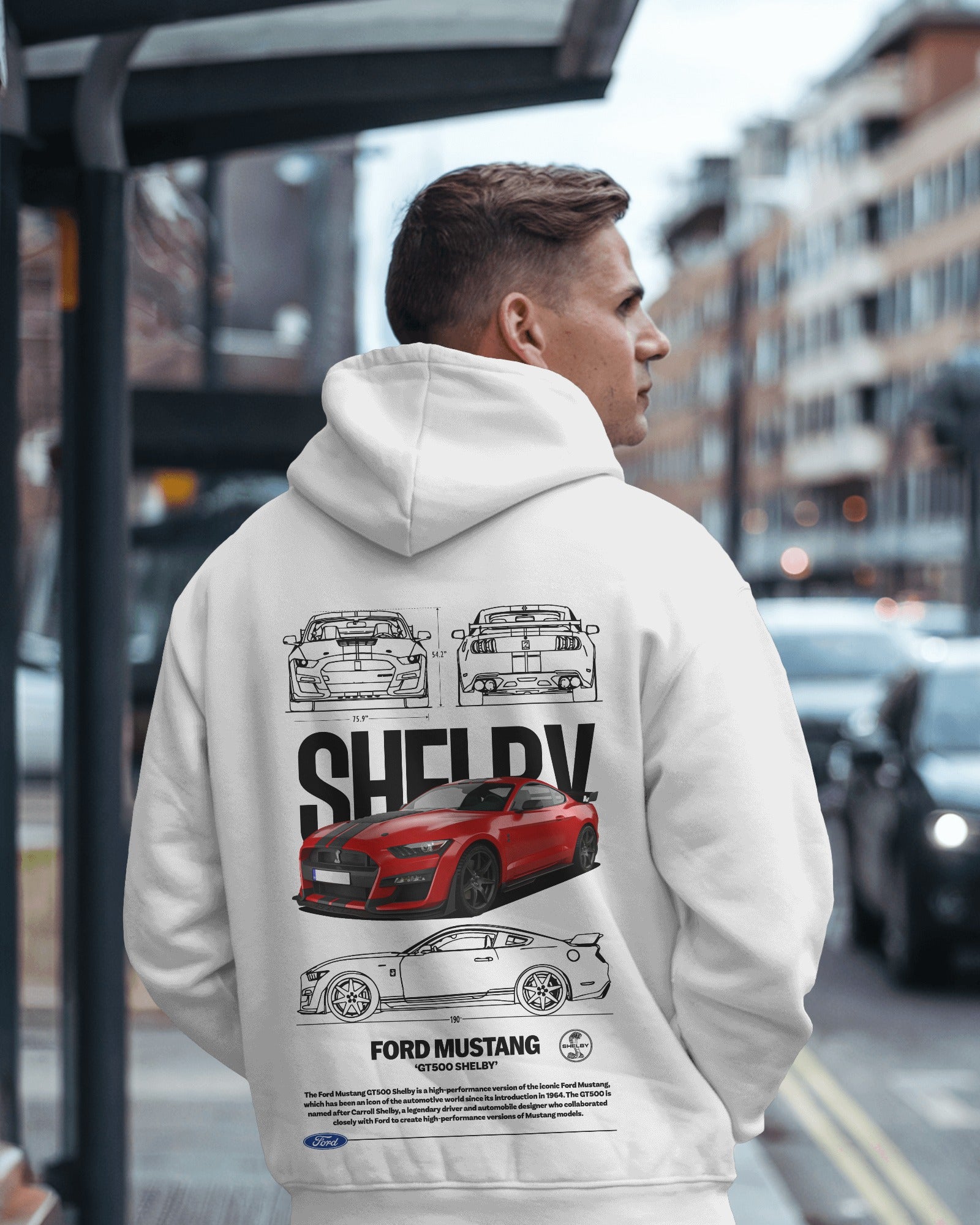 Ford Mustang Shelby Red Premium Cotton Hoodie