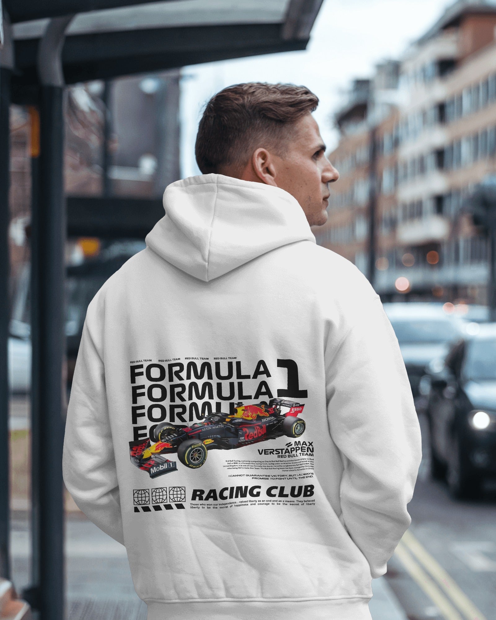 Max Verstappen F1 Car Premium Cotton Hoodie