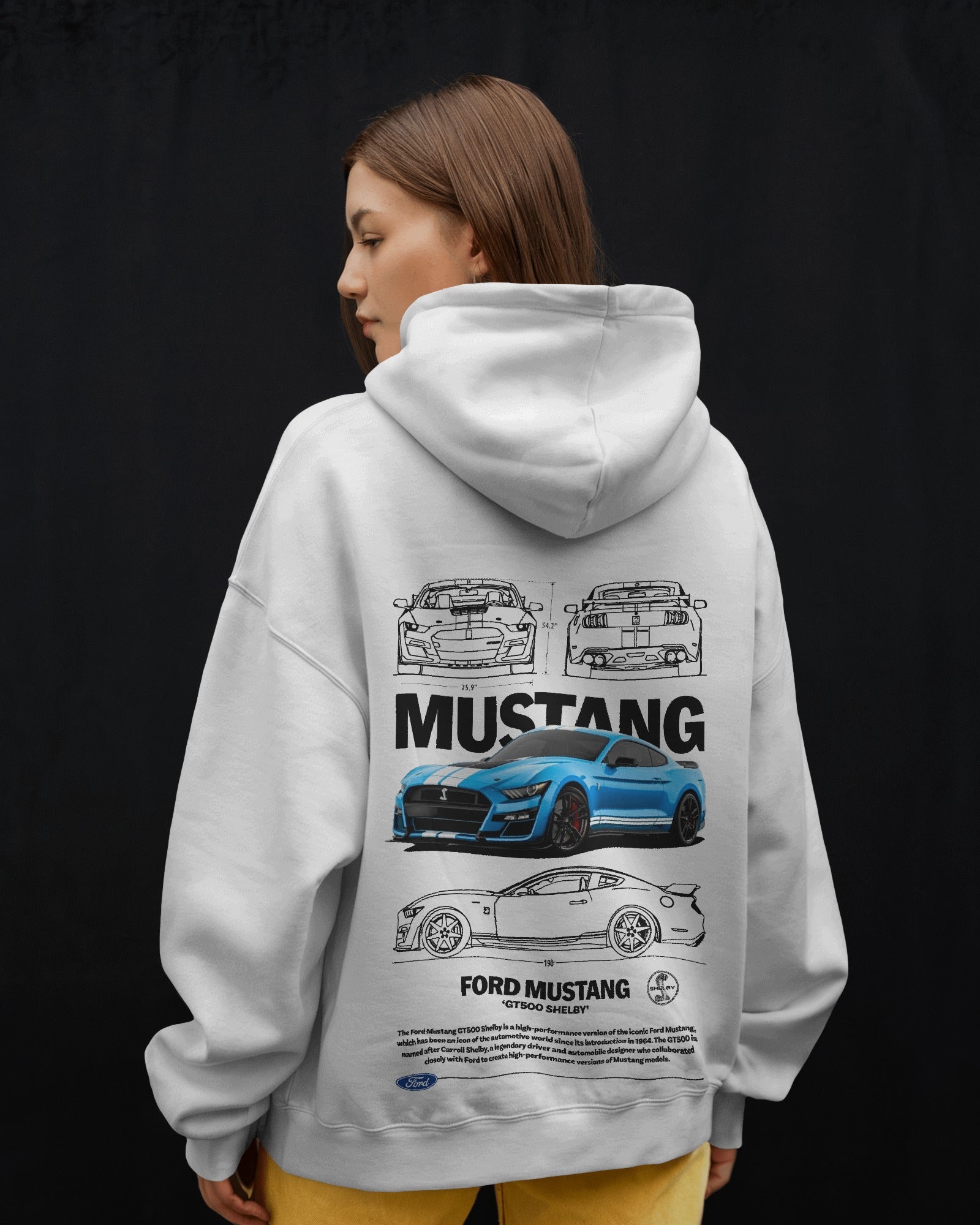 Ford Mustang Shelby Blue Premium Cotton Hoodie