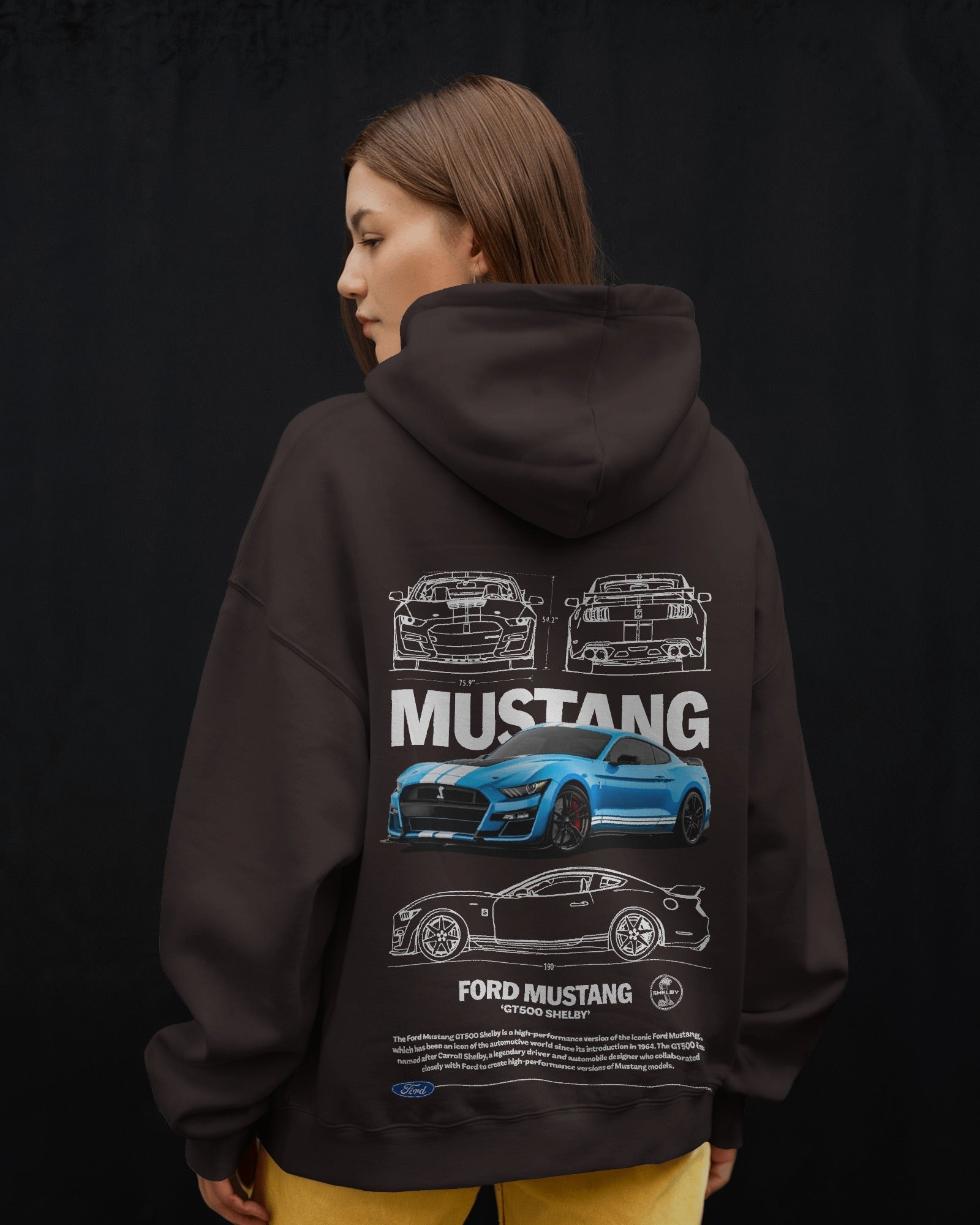 Ford Mustang Shelby Blue Premium Cotton Hoodie