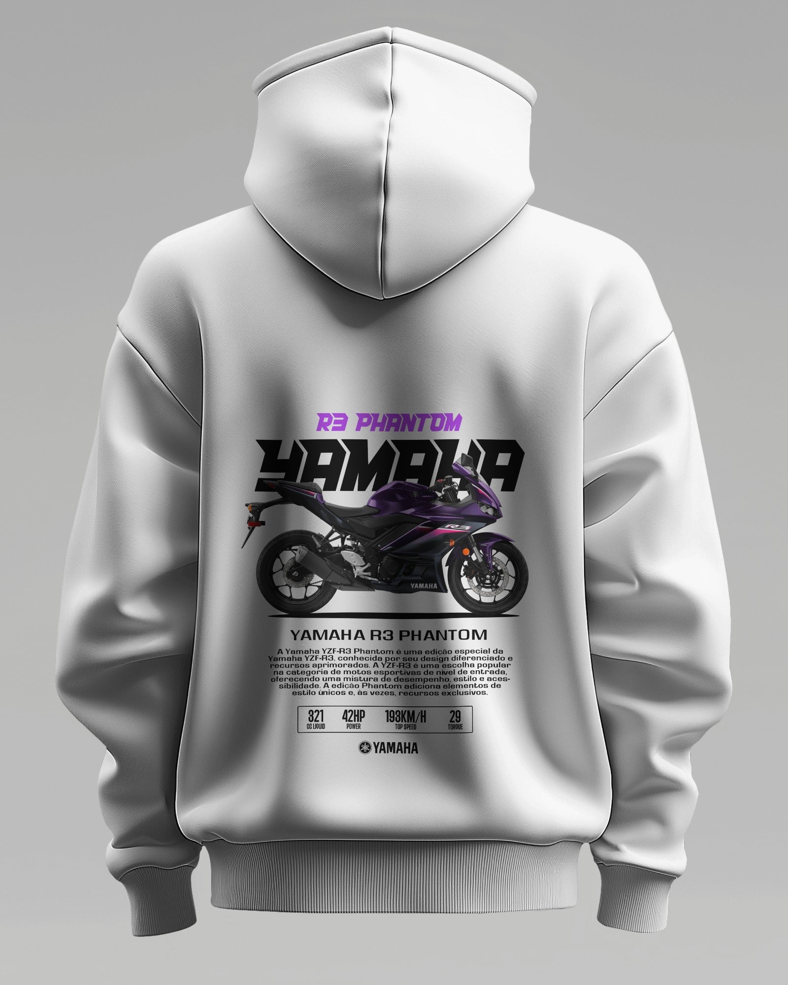 Yamaha R3 Phantom – Premium Oversized Cotton Bike Hoodie by Cruize Wear