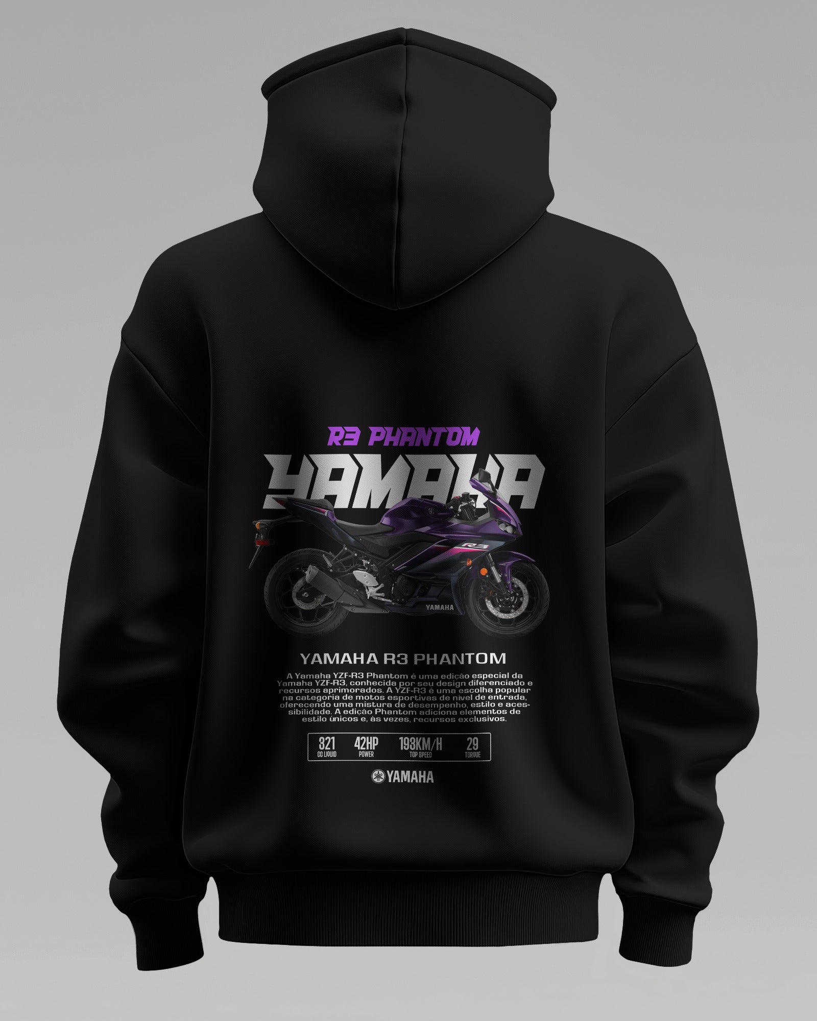 Yamaha R3 Phantom – Premium Oversized Cotton Bike Hoodie by Cruize Wear