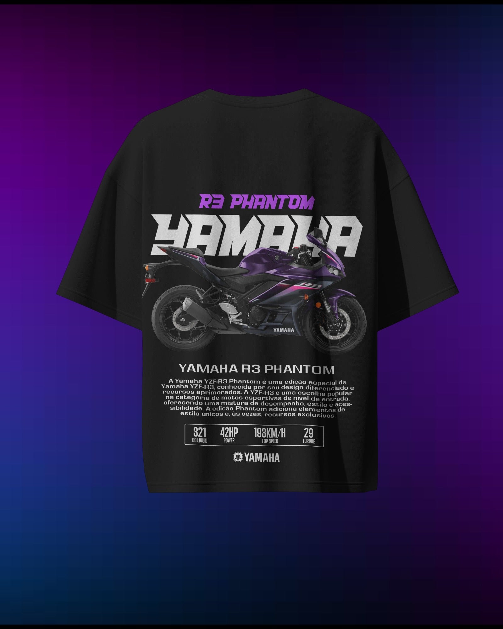 Yamaha R3 Phantom - Pure Cotton Oversized T-Shirt